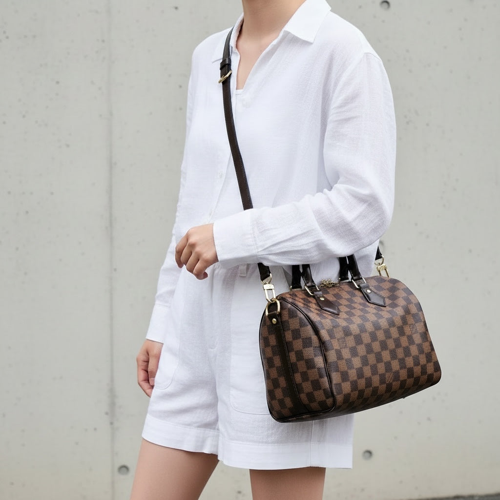 Include Entrupy Certificate of Authenticity｜Good ( Rank AB)｜ Louis Vuitton Damier Speedy 25 Hand Bag With Shoulder Strap ｜S26061503