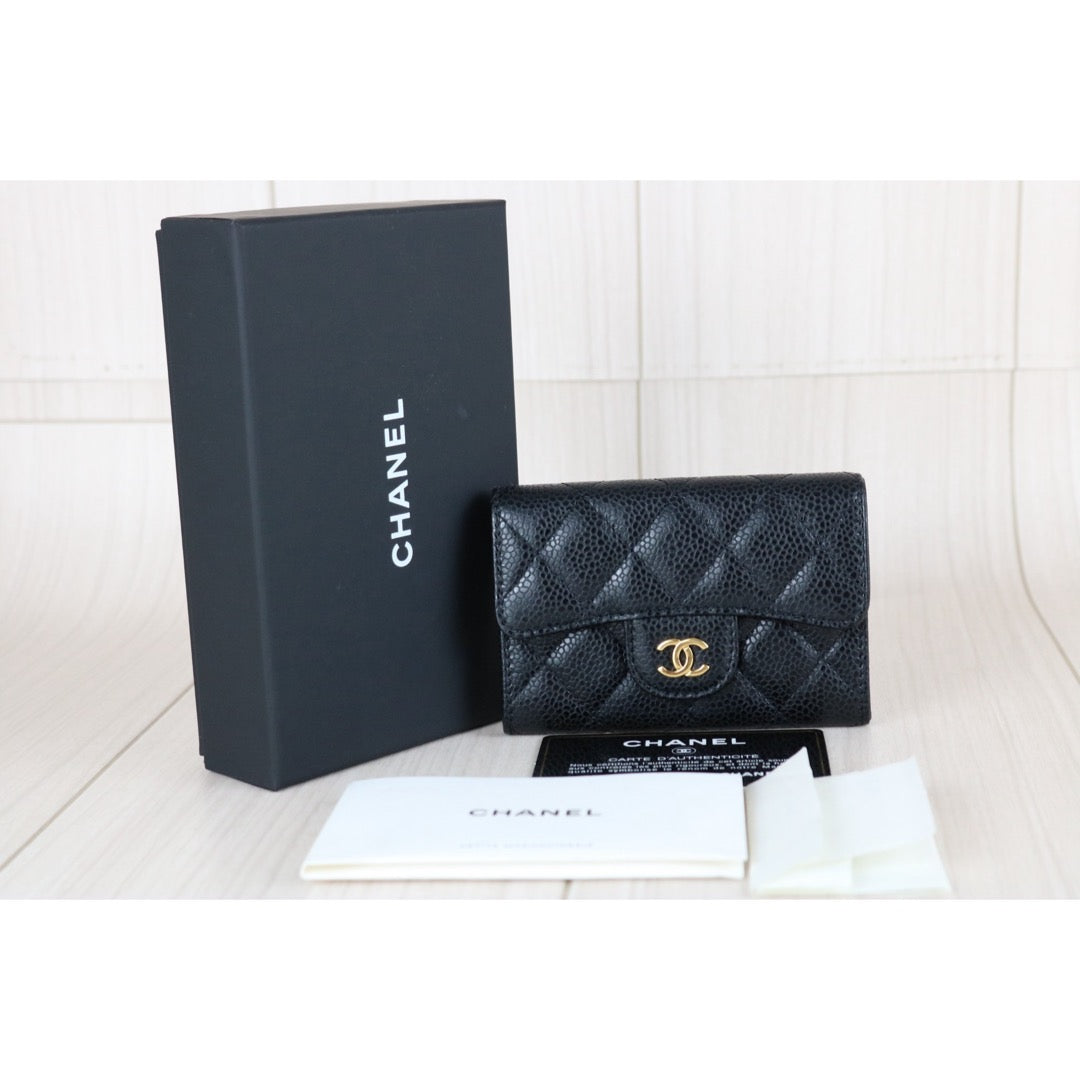 Very Good ( Rank A) ｜CHANEL Caviar Skin Calf Leather  Card Holder Black Made In 2019 Year｜X25070606