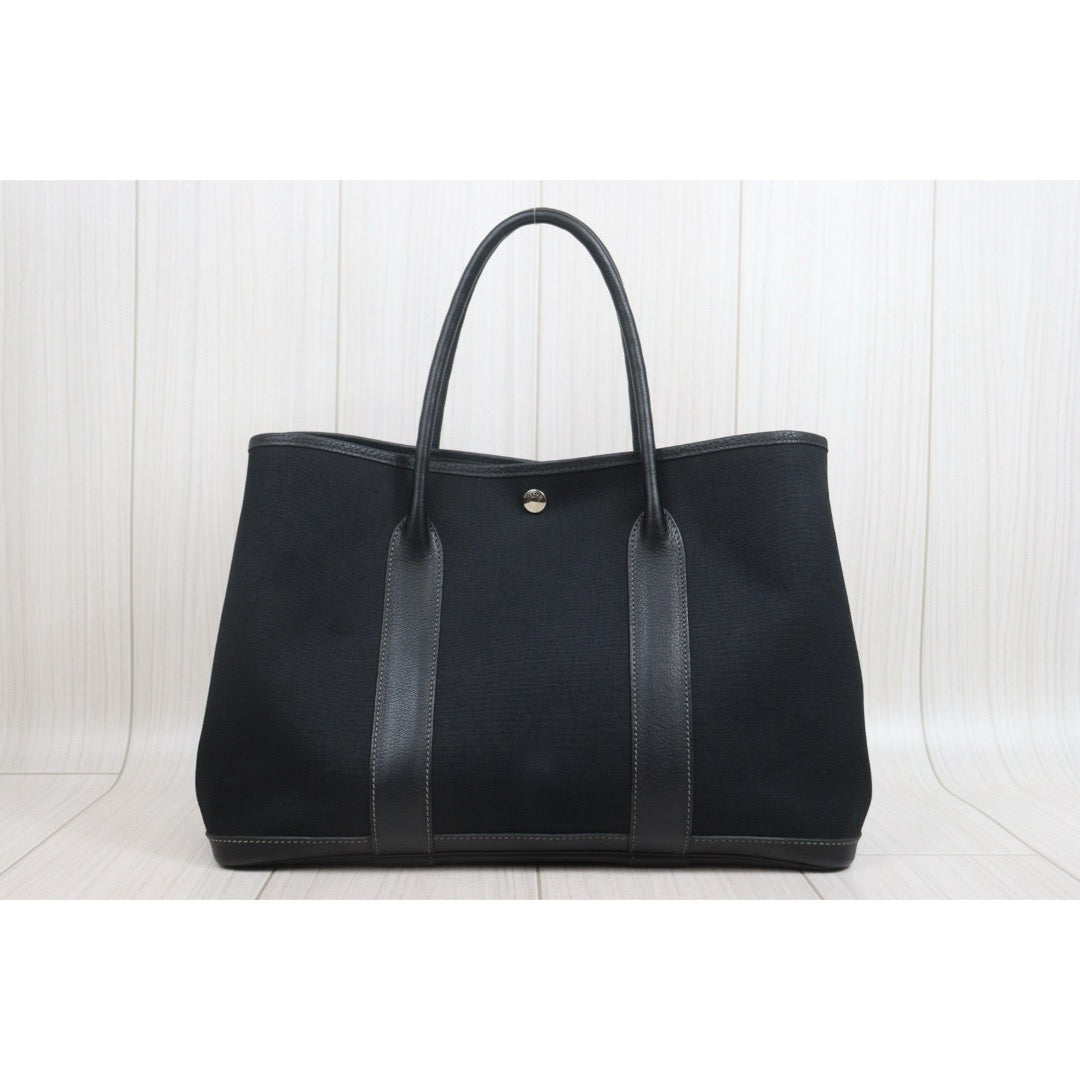 Include Entrupy Certificate of Authenticity｜Good ( Rank AB)｜ HERMES Garden Party 36 Black Handbag □G Stamp Made In 2003Year｜26062908