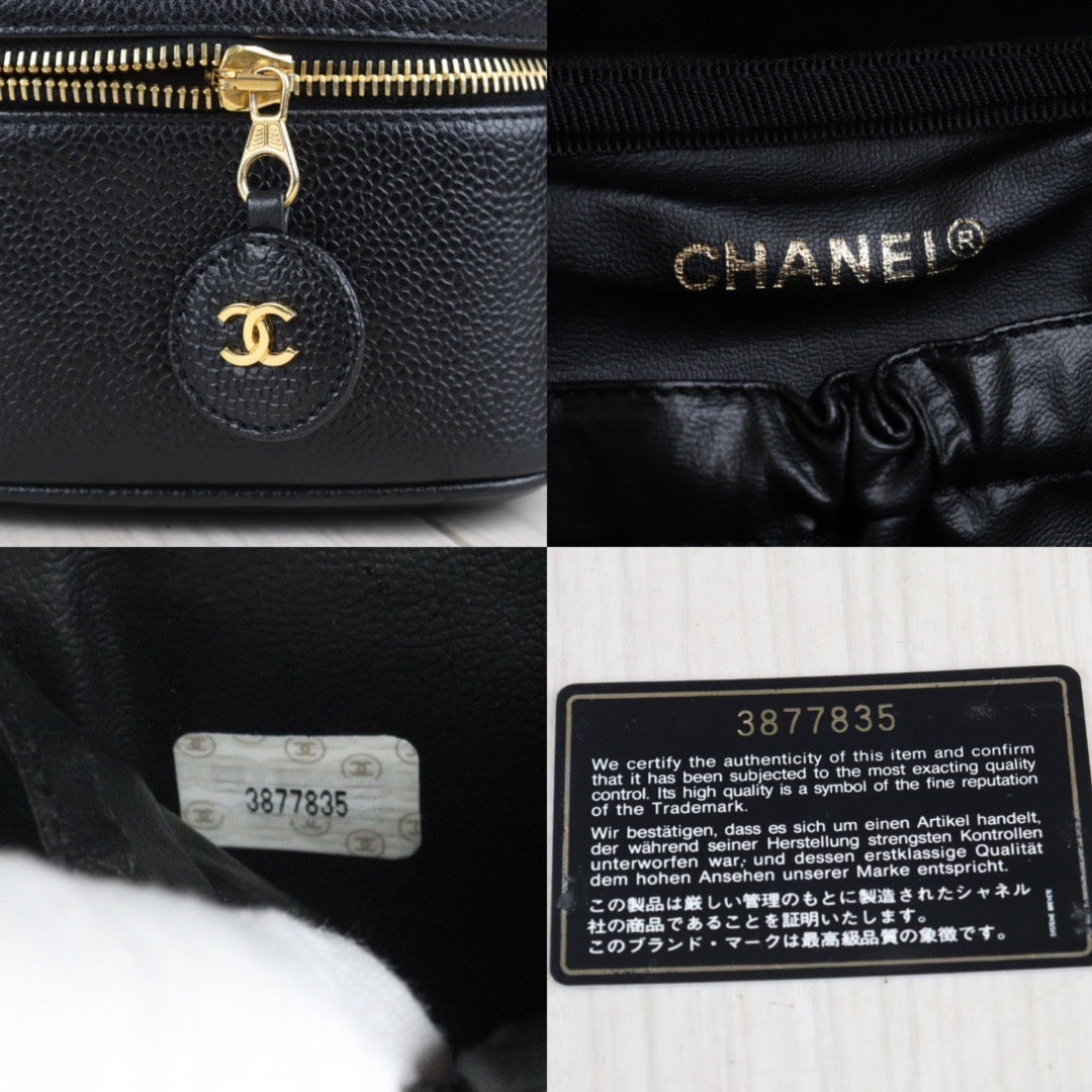 Rank A ｜ CHANEL Caviar Skin Vanity Handbag Black Made In 1994～1996 Year｜V23091510