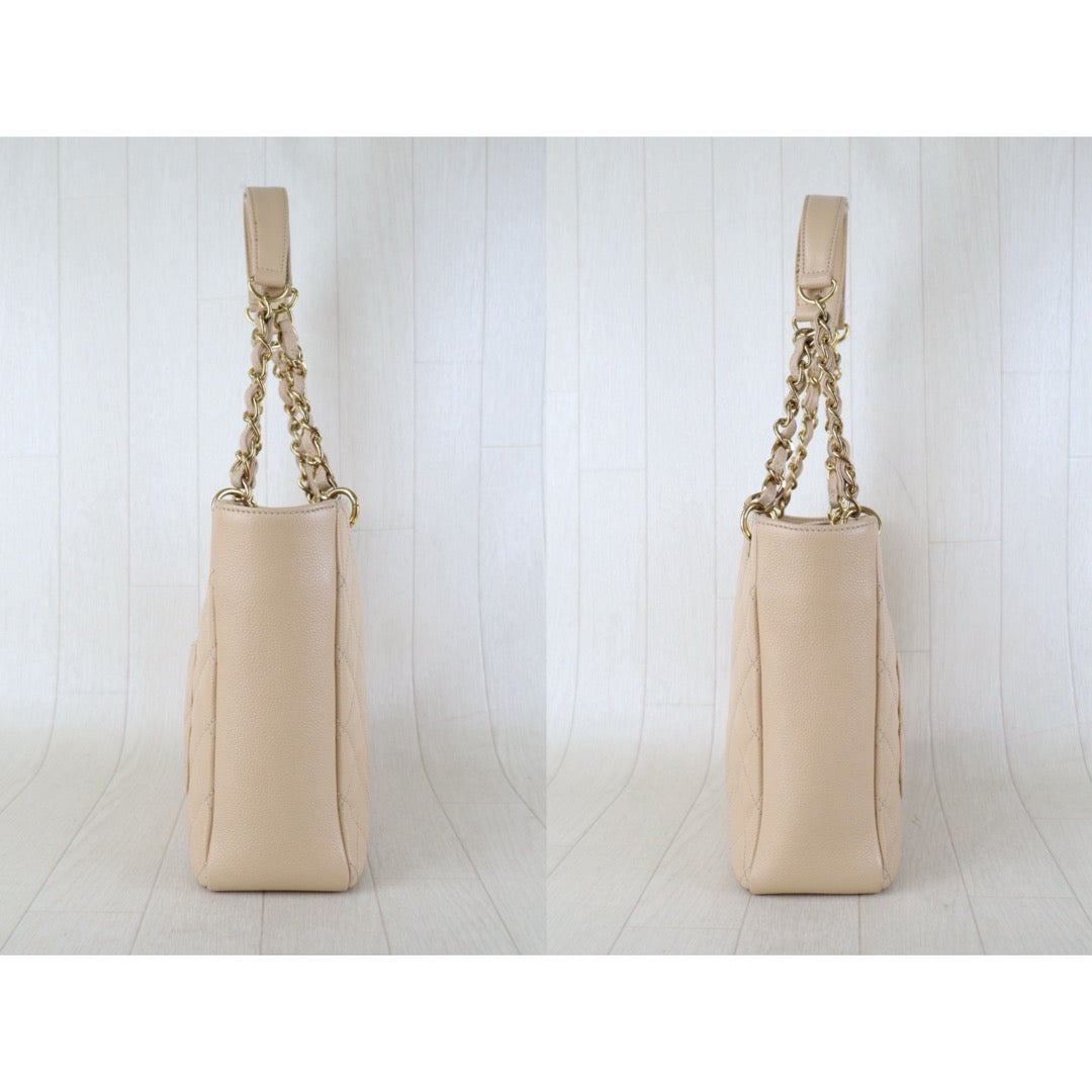 Include Entrupy Certificate of Authenticity｜Good ( Rank AB)｜ CHANEL Matrasse PST Chain Tote Bag Caviar Skin Beige  Made In 2011 Year｜S26090710