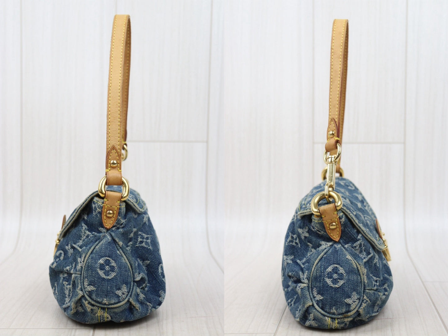 Good ( Rank AB) ｜LV Monogram Denim Mini Pleaty Shoulder Bag Blue｜P25071804