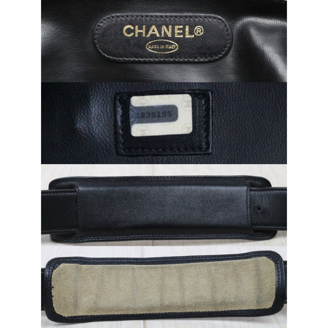 Good ( Rank AB)｜ CHANEL Calf Leather Vintage Boston Travel Bag 60 with Shoulderstrap Black Made In 1989- 1991Year｜S25110407