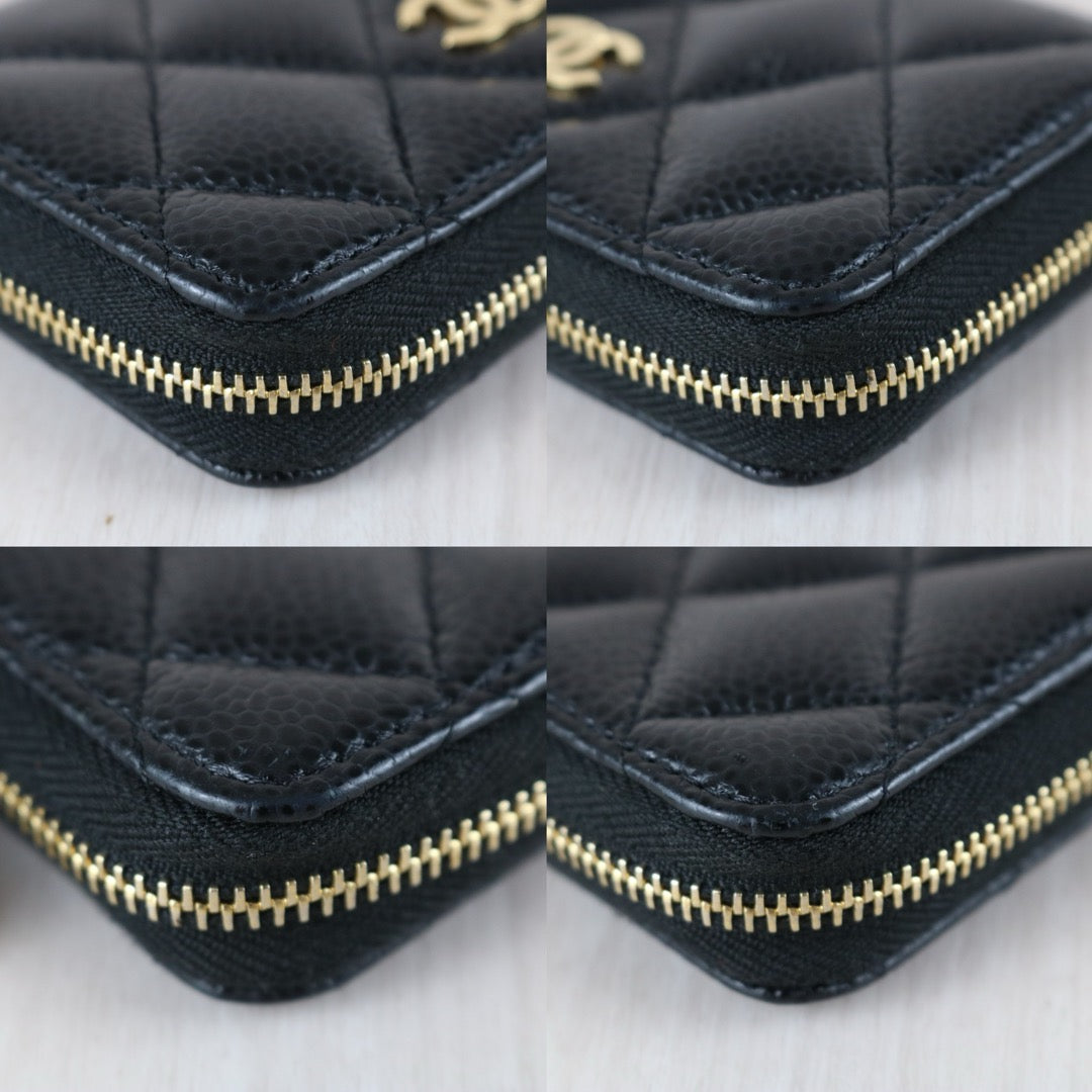 Very Good ( Rank A) ｜CHANEL Caviar Skin Calf Leather Coin Purse Black Made In 2017~2018 Year｜X25060310