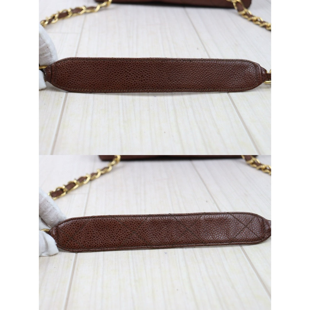Good ( Rank AB)｜ CHANEL  Caviar Skin Leather Calf Leather Square 25 Shoulder Bag BrownMade In 1996～1997Year ｜24112818