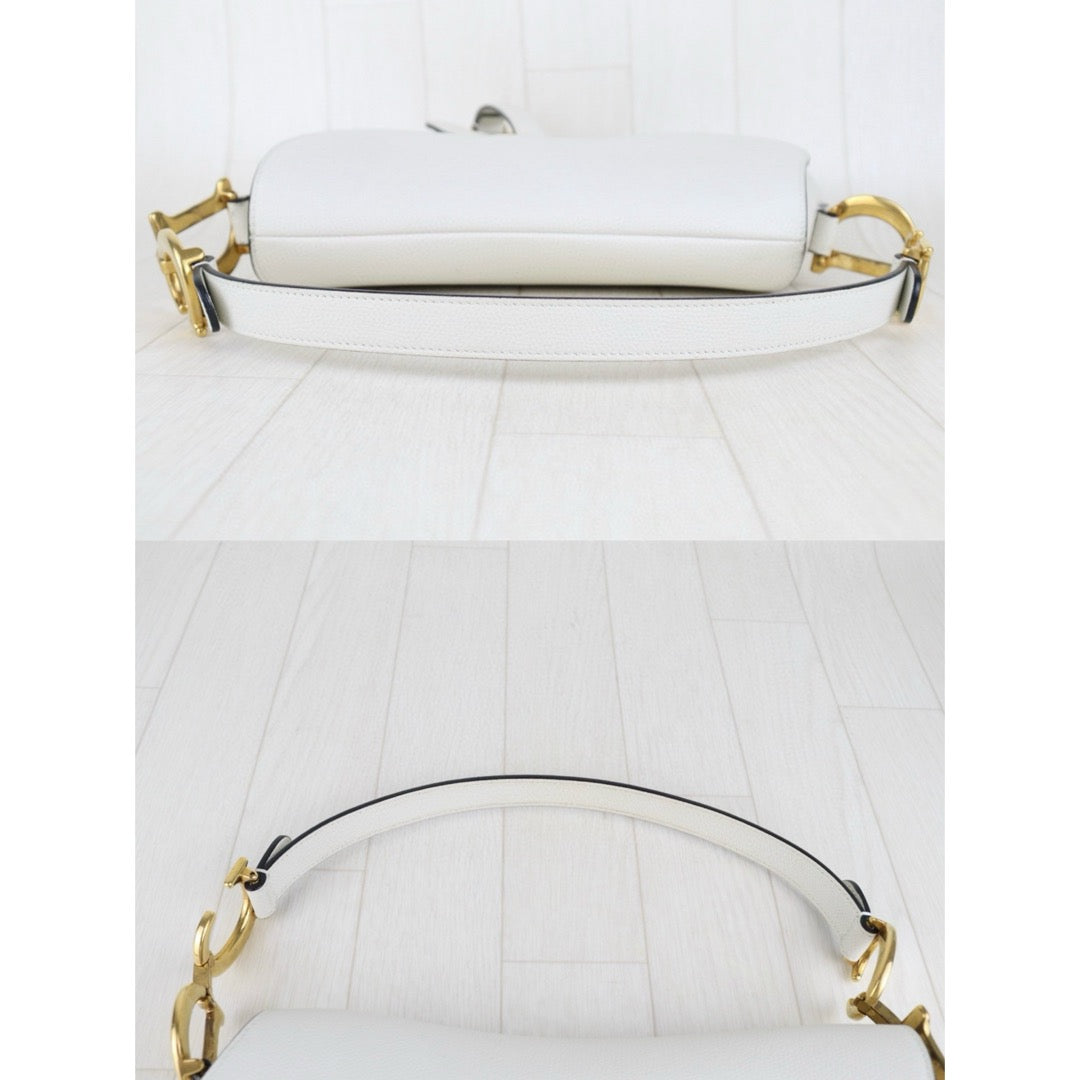 Good ( Rank AB)｜  Dior Calfskin Medium Saddle Bag White   ｜H25042219