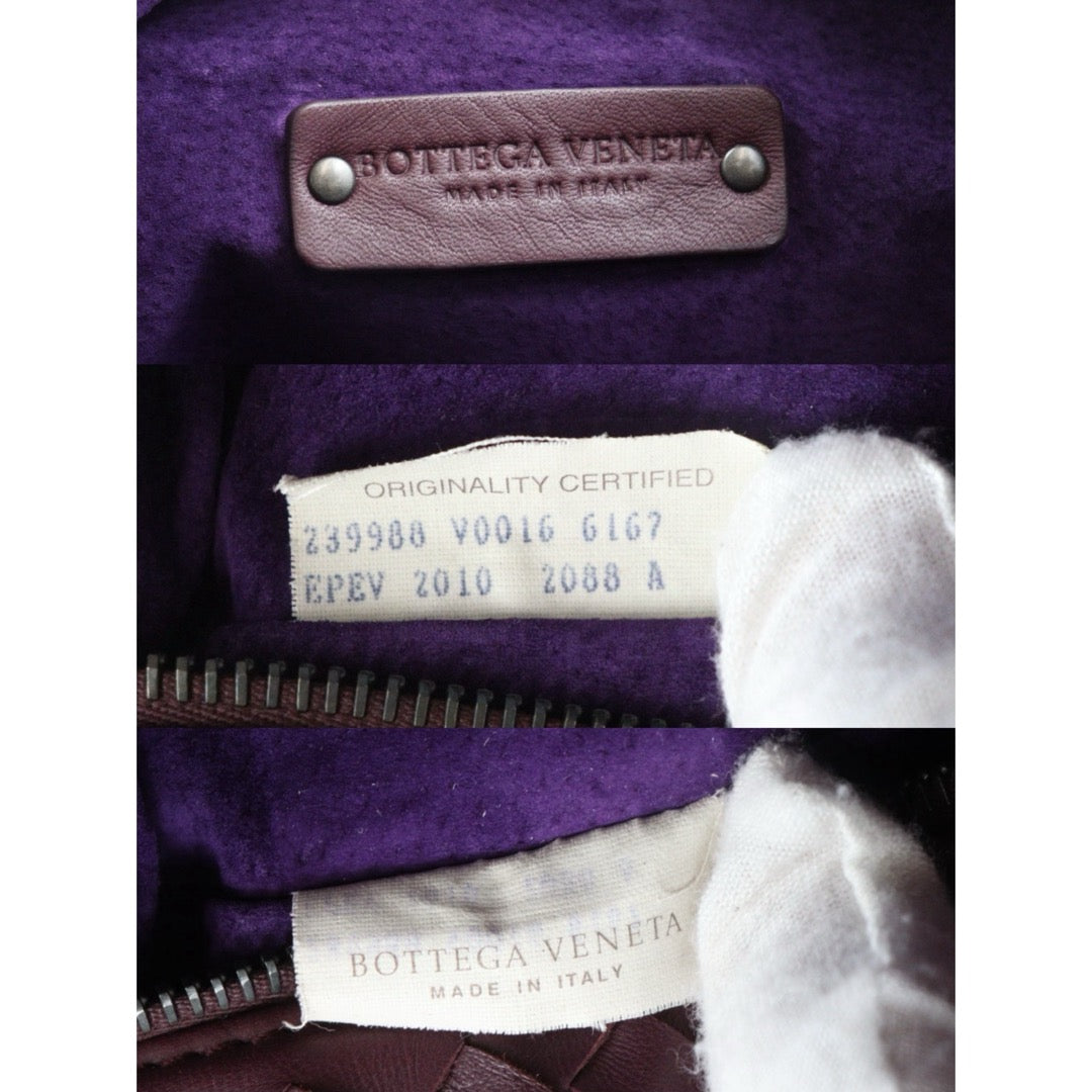 Very Good ( Rank A)｜ Bottega Veneta Lamb Skin  Braid Shoulder Bag Claret｜25062620