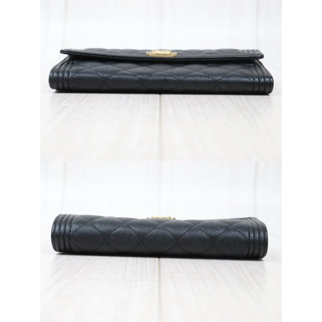 Very Good ( Rank A) ｜CHANEL Leboy Caviar Skin Black Long Wallet Made In 2019 Year｜S25021008