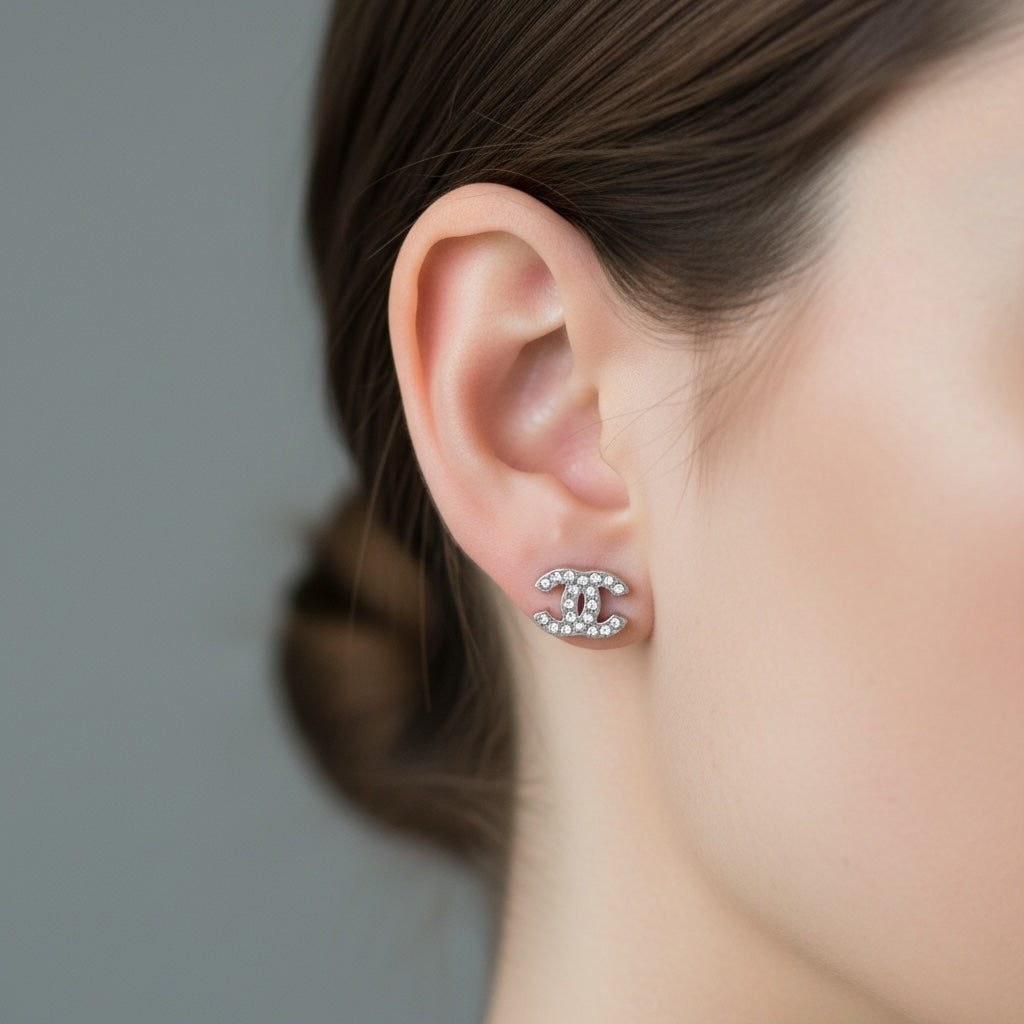 Include Authentic Detective Certificate of Authenticity｜Very Good ( Rank A)｜ CHANEL A12V COCO Mark Rhinestone Earrings Made In 2012Year｜S26050717