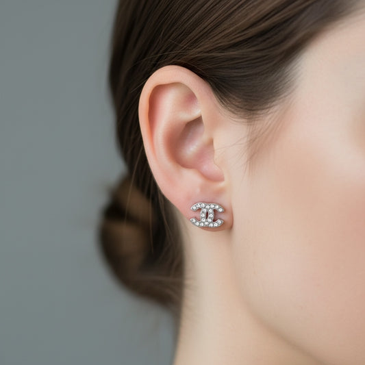 Include Authentic Detective Certificate of Authenticity｜Very Good ( Rank A)｜ CHANEL A12V COCO Mark Rhinestone Earrings Made In 2012Year｜S26050717