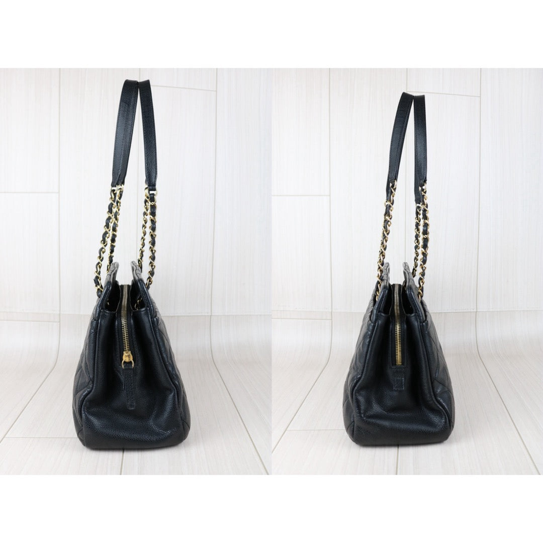 Include Entrupy Certificate of Authenticity｜Very Good ( Rank A)｜ CHANEL Caviar Skin  Matrasse Chain Tote Bag Black Made In 2012-2013Year｜X26051714