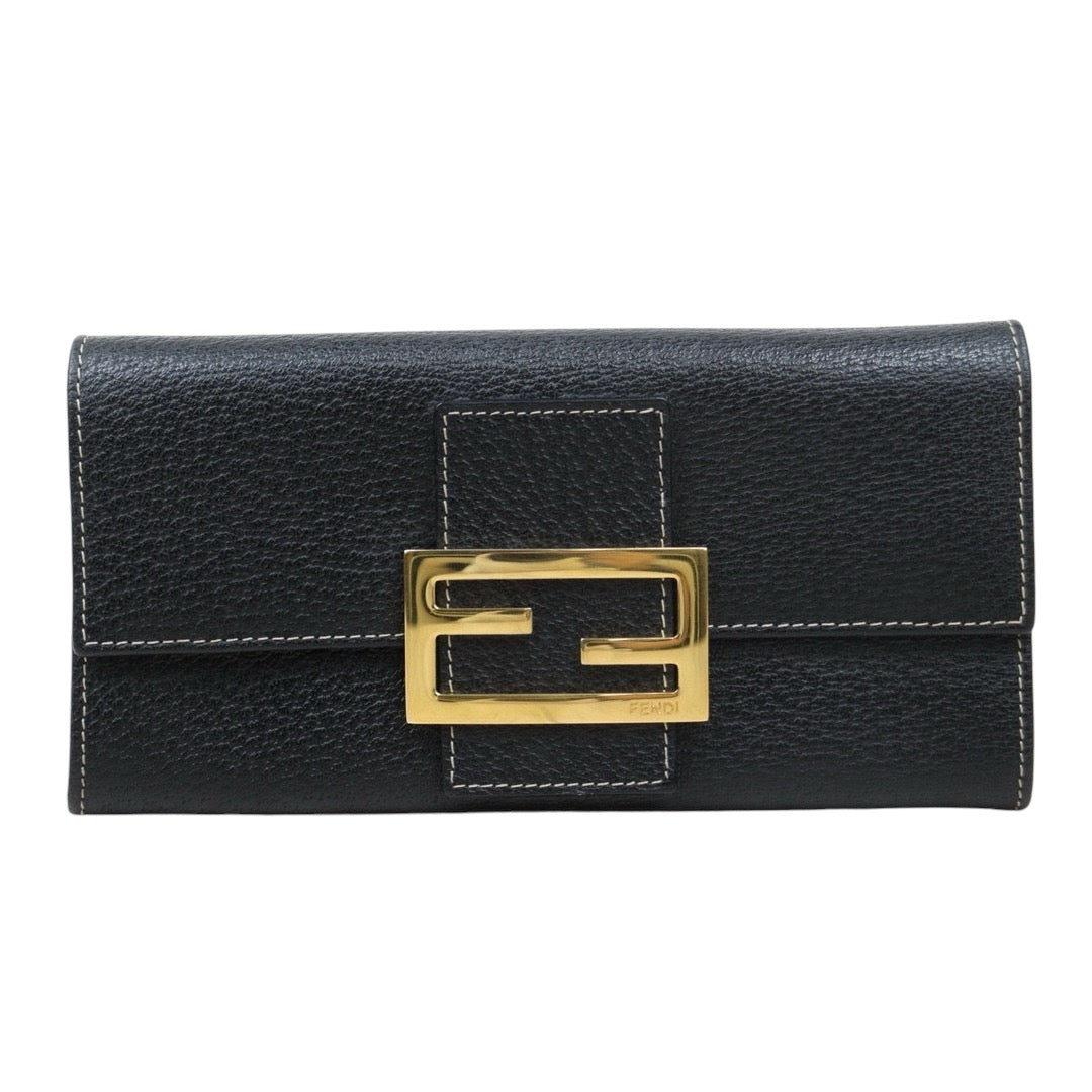 Very Good ( Rank A) ｜ FENDI Leather Calf Black Long Wallet  ｜24120504