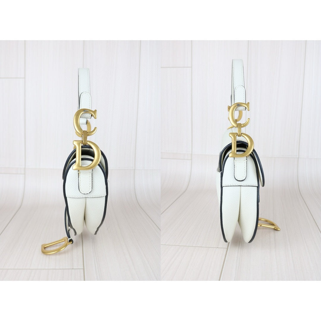 Good ( Rank AB)｜  Dior Calfskin Medium Saddle Bag White   ｜B25041501