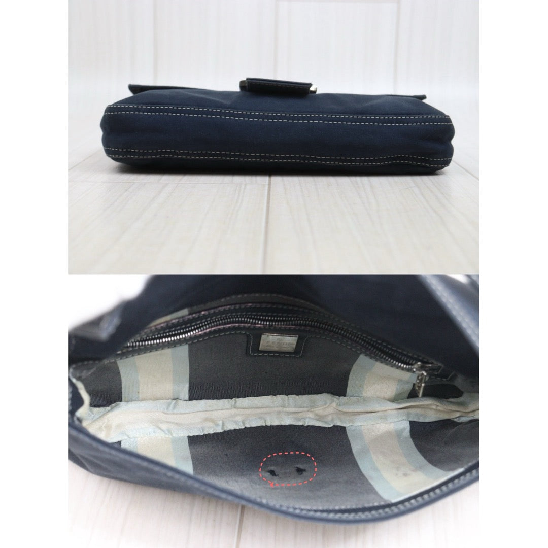 Include Entrupy Certificate of Authenticity｜Good ( Rank AB)｜  FENDI Denim Baguette Shoulder Bag  ｜S26060616