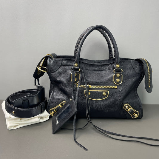 Very Good ( Rank A)｜Balenciaga Goatskin edge Mini Classic City Haze Black HandBag Shoulder Bag