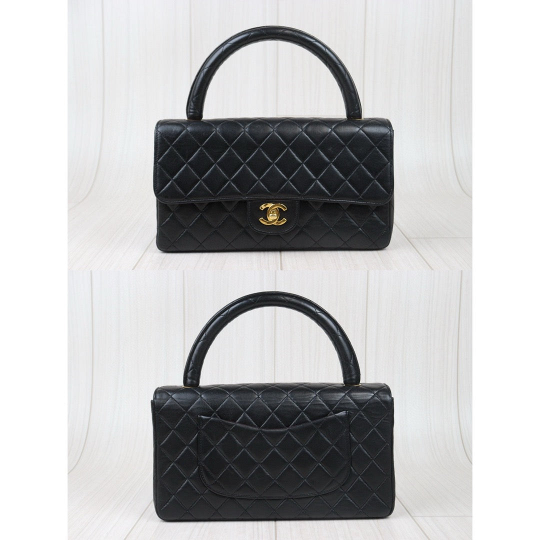 Good ( Rank AB)｜CHANEL Coco Handle Lamb Skin Handbag Black  Made In 1991-1994Year｜P24073008