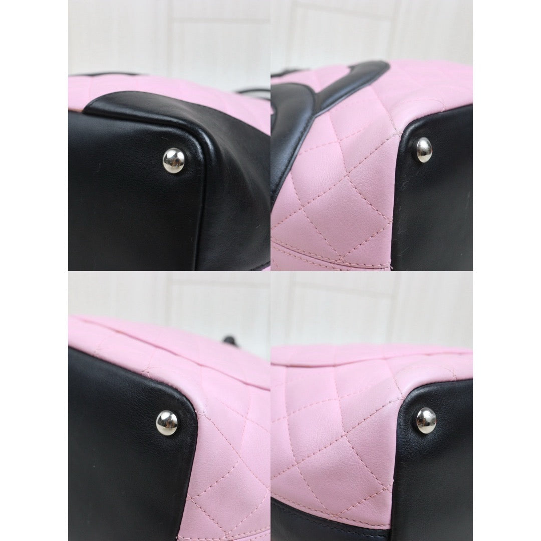 Include Entrupy Certificate of Authenticity｜Very Good ( Rank A)｜ CHANEL Cambon Line MM ToteBag Pink Black Made In 2004-2005 Year｜26101305