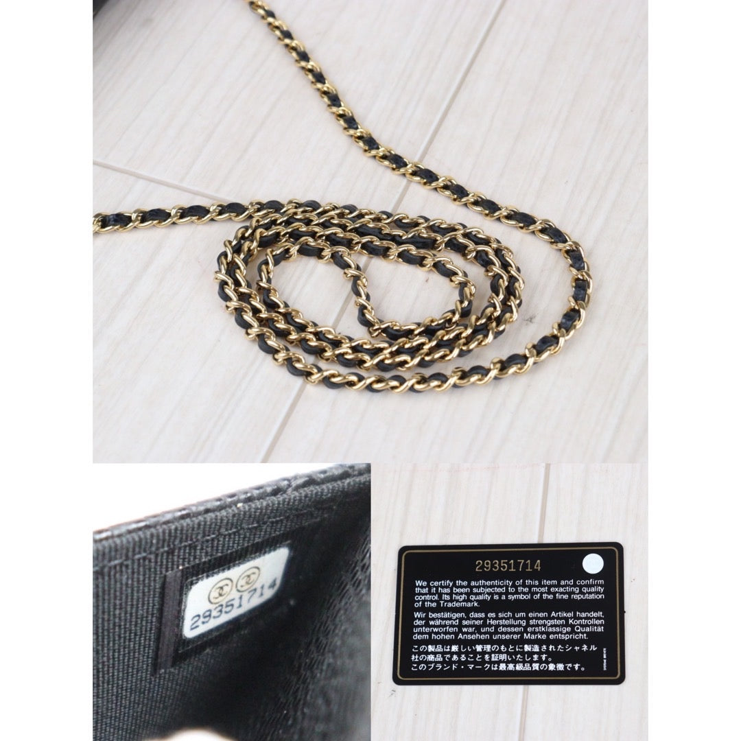 Rank SA｜ CHANEL Matelasse Caviar Skin Chain Wallet Black Gold Hardware Made In 2019 Year ｜23080308