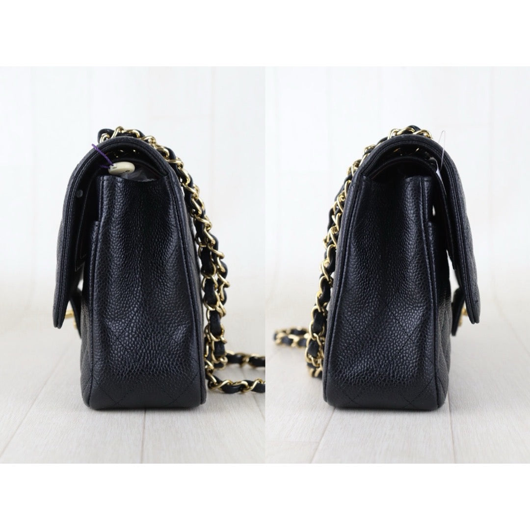 Include Entrupy Certificate of Authenticity｜Very Good ( Rank A)｜ CHANEL Caviar Skin Calf Leather Chain Double Flap 25 Shoulder Bag  Black Made In 2013-2014Year｜S26072602