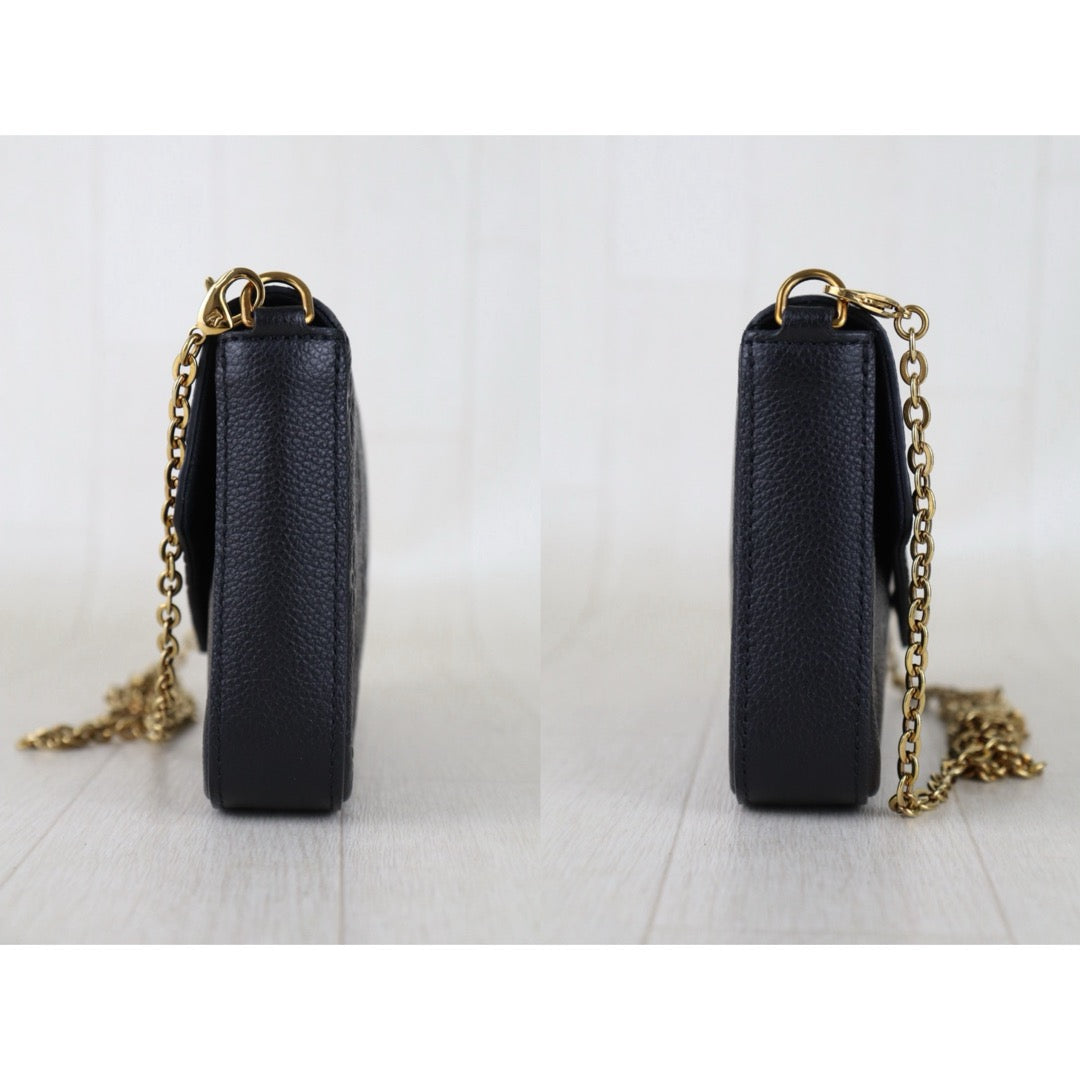 Include Entrupy Certificate of Authenticity｜Very Good ( Rank A)｜Louis Vuitton Monogram Empreinte Pochette Felicie Shoulder Bag Black｜S26042201