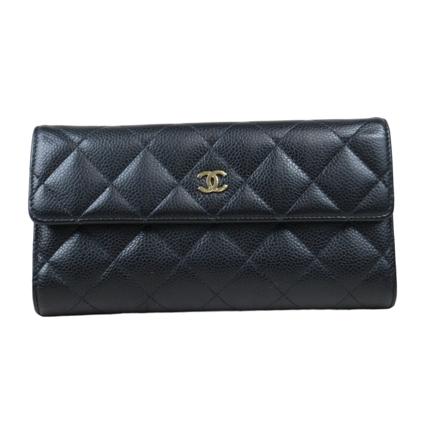 Rank AB ｜CHANEL Caviar Skin Black Long Wallet Made In 2015-2016 Year｜V24071807