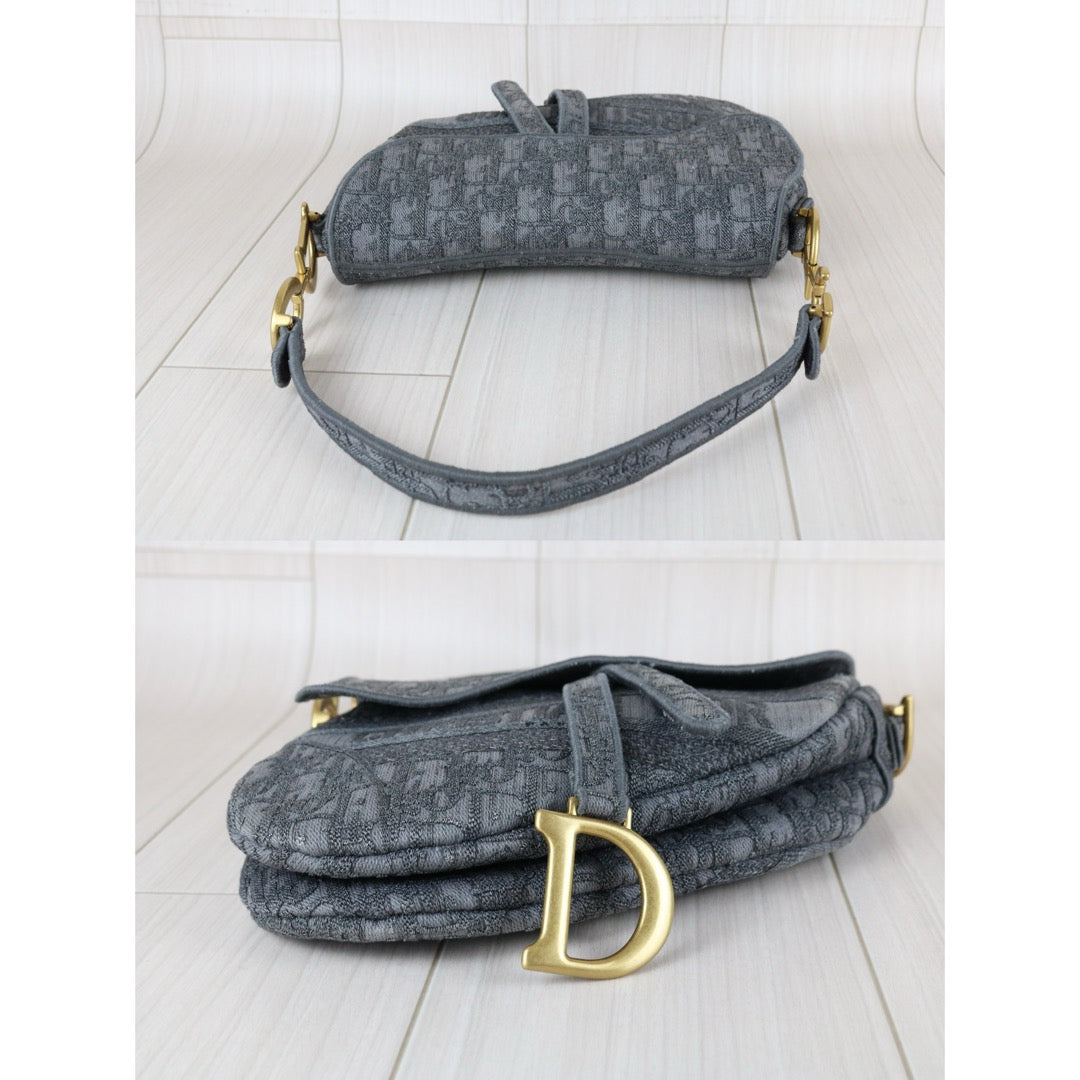Very Good ( Rank A) ｜Dior Trotter Saddle Obique Gray Shoulder Bag Medium｜S25103005