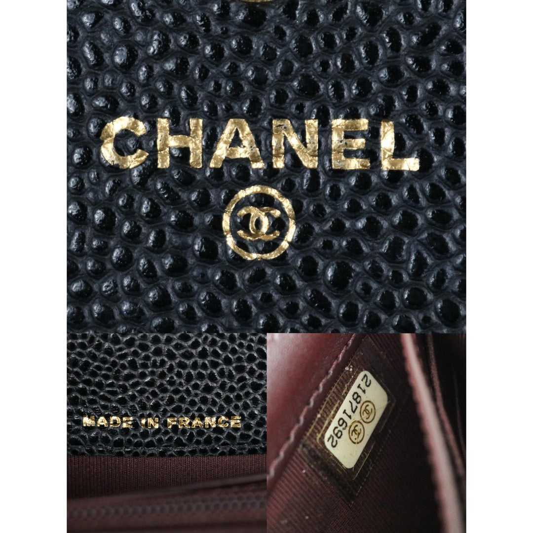 Very Good ( Rank A)｜Full Set CHANEL Caviar Skin Black Long Wallet Made In 2015-2016Year｜X25120702