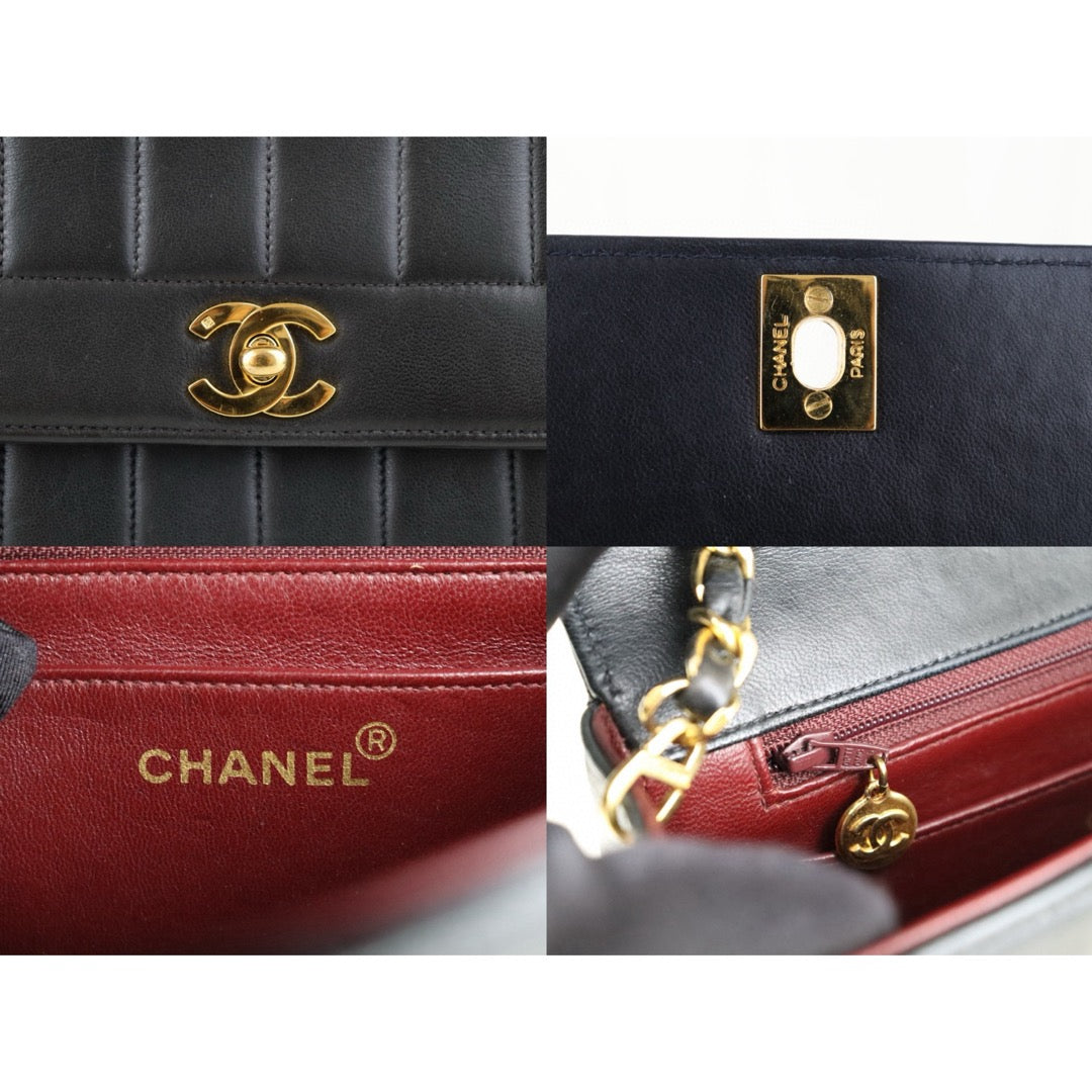 Good ( Rank AB)｜ CHANEL  Mademoiselle 22 Lamb Skin Shoulder Bag Black  Made in1991-1994Year ｜Y25011001