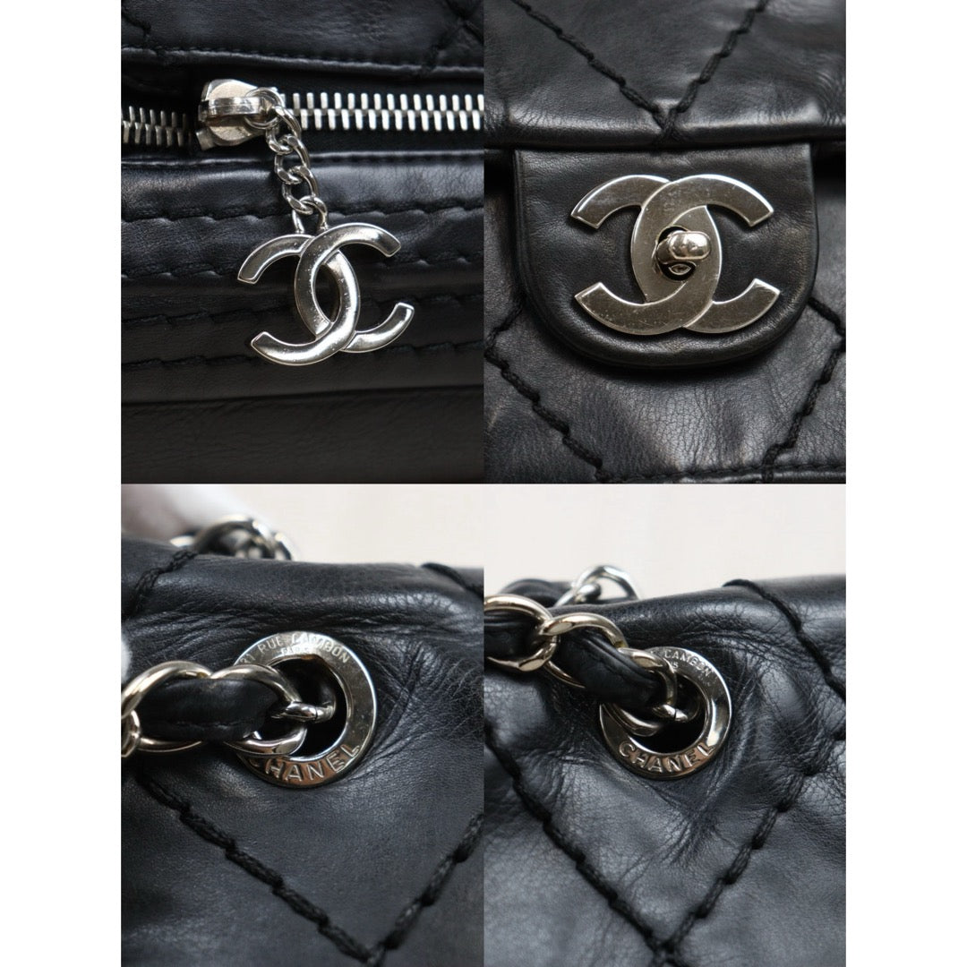 Good ( Rank AB)｜ CHANEL Calf Leather  Matrasse Chain Shoulder Bag Black Made In 2006- 2008Year｜Y25110424