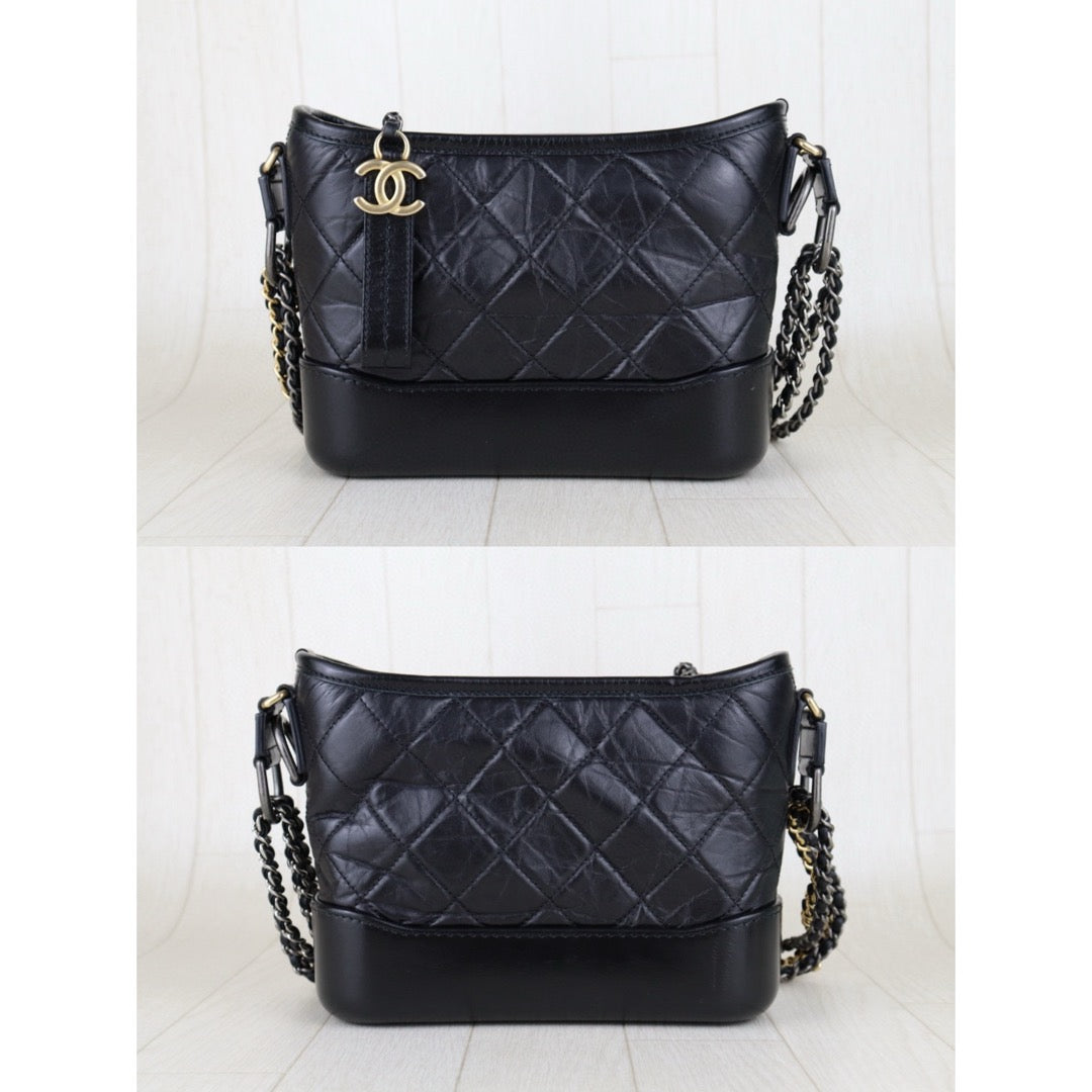 Very Good ( Rank A) ｜CHANEL PM Gabrielle Aged Calfskin Shoulder Bag Black Made in 2019 Year｜H25011322