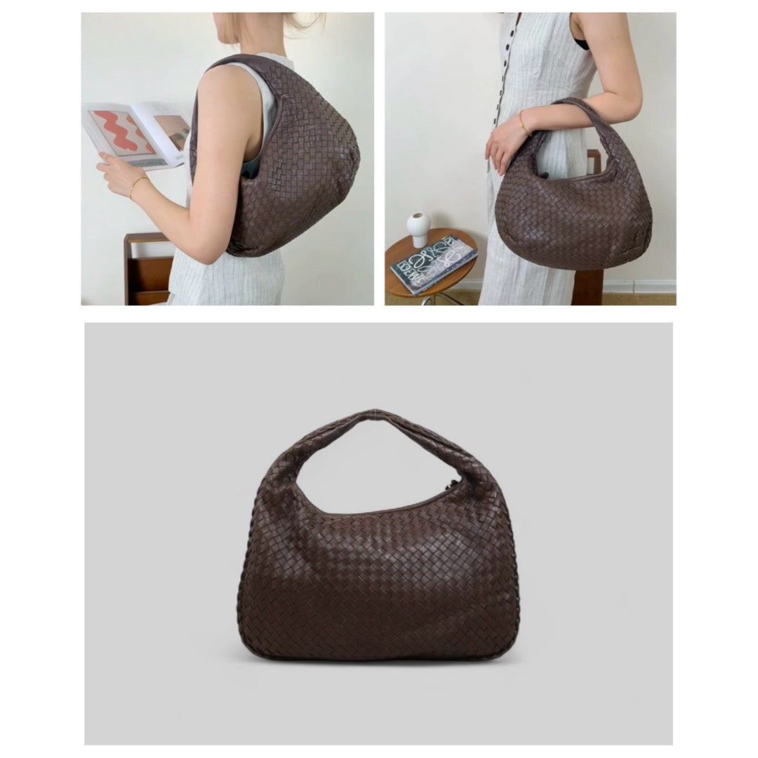 Good ( Rank AB)｜ Bottega Veneta Lamb Skin Braid Shoulder Bag Brown｜V25042417