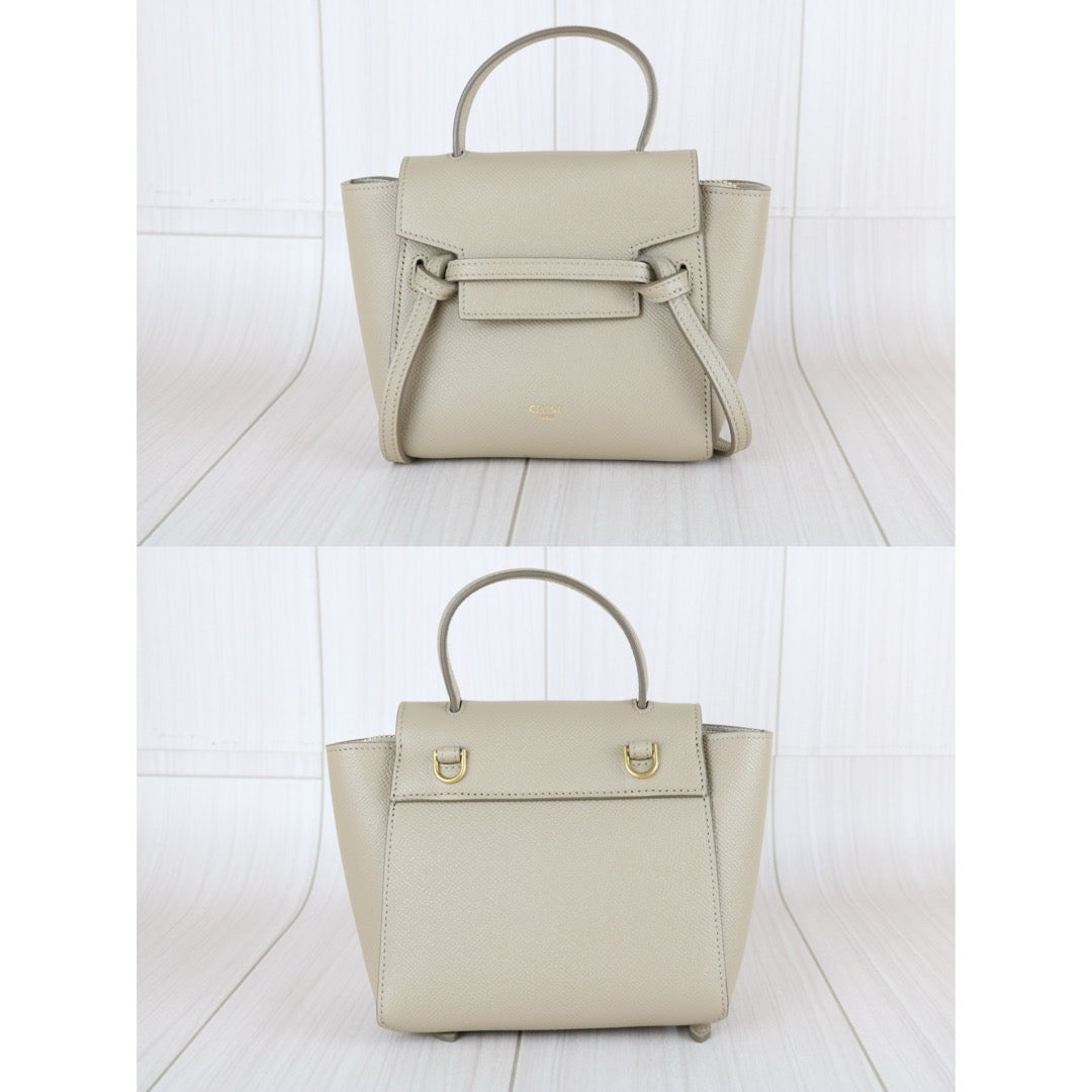 Very Good ( Rank A)｜CELINE Calf Leather Belt Pico Handbag Shoulder Bag Beige｜S25070708