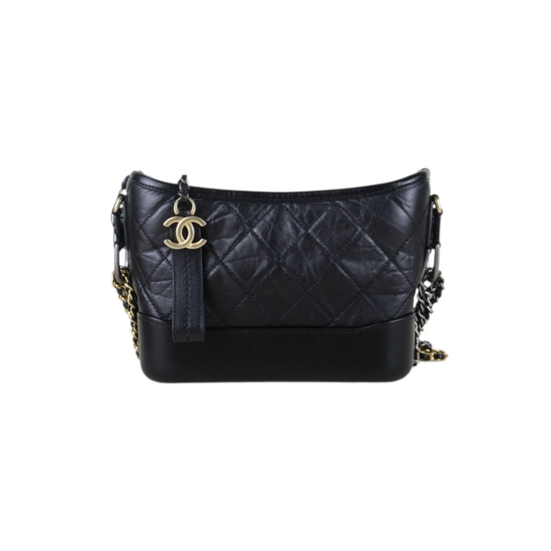 Include Entrupy Certificate of Authenticity｜Very Good ( Rank A) ｜CHANEL PM Gabrielle Calf Leather Shoulder Bag Black Made In 2019-2020Year｜Z26091503