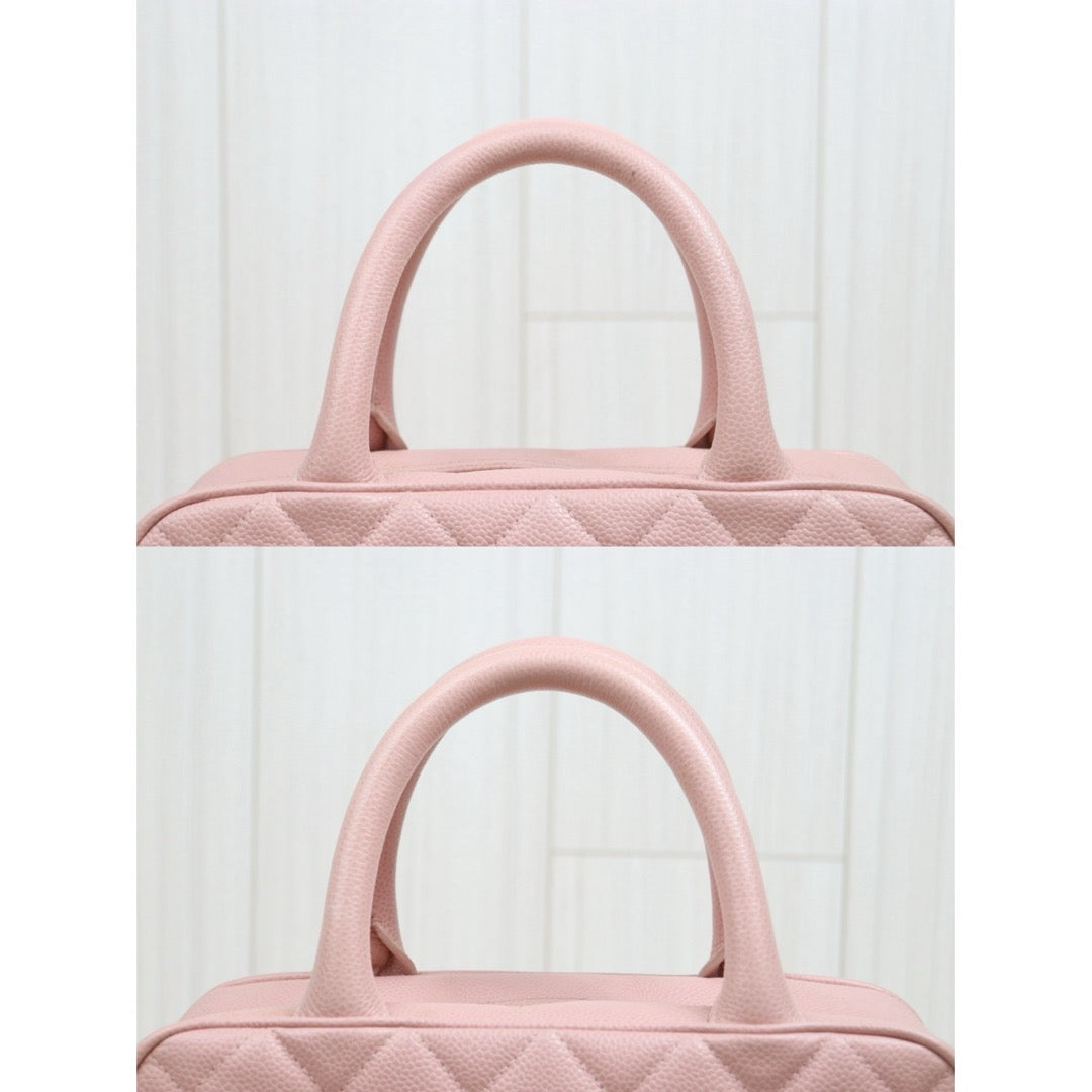 Include Entrupy Certificate of Authenticity｜Very Good ( Rank A)｜ CHANEL Caviar Skin  Calf Leather Bowling Hand Bag Pink Made In 2004～2005Year｜26052106