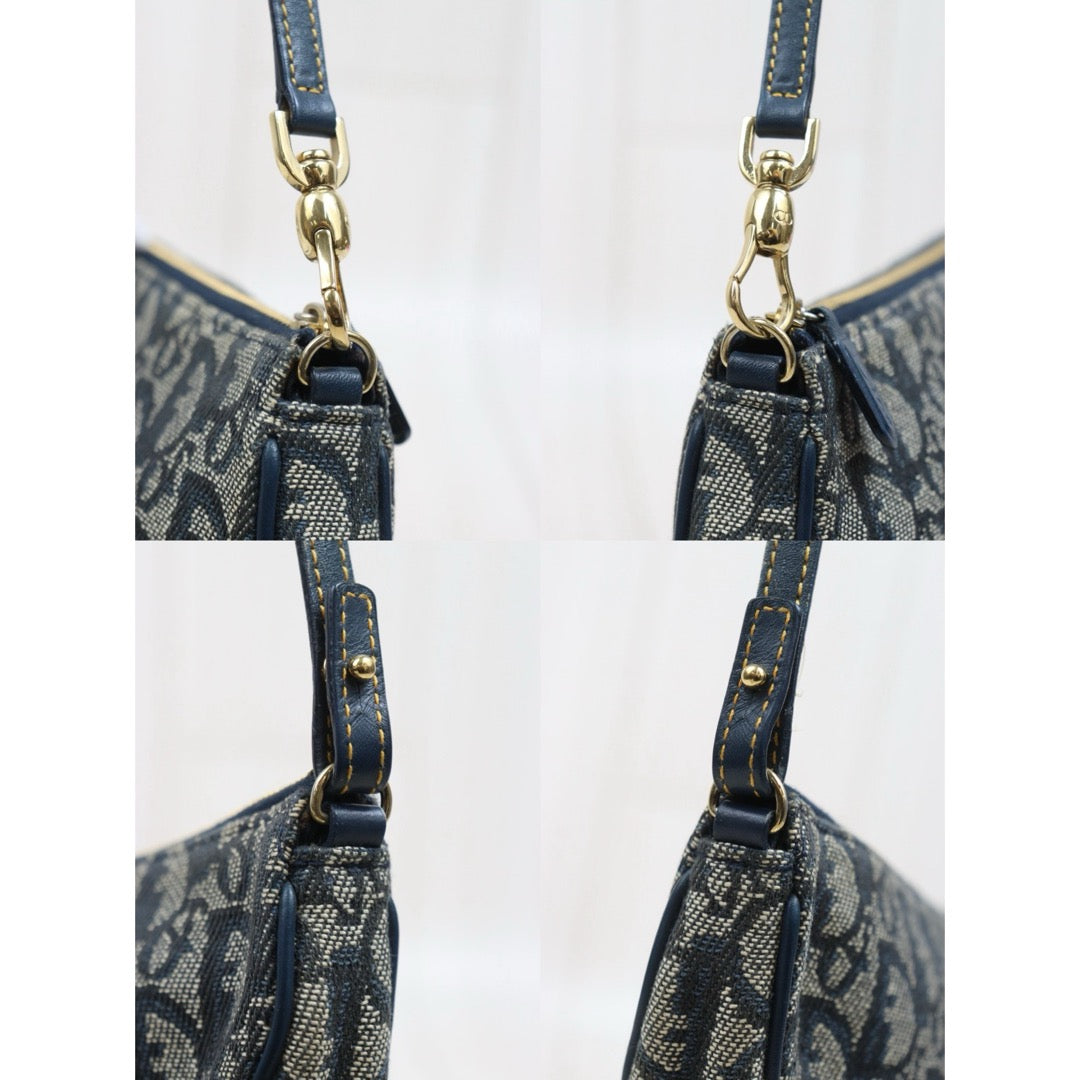 Include Entrupy Certificate of Authenticity｜Good ( Rank AB) ｜ Dior Trotter Saddle Pochette Blue Shoulder Bag Small｜S26060613