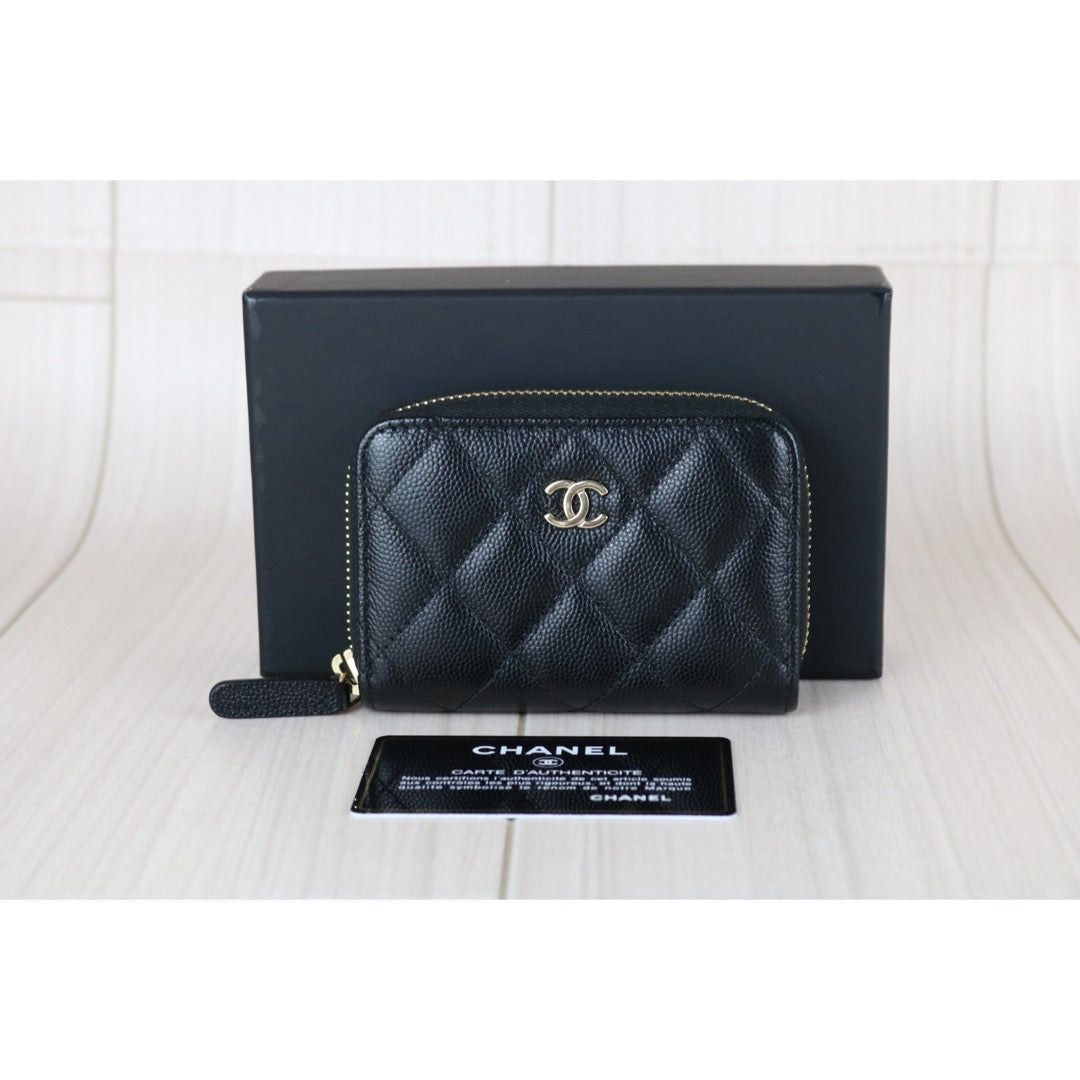 Very Good ( Rank A) ｜CHANEL Caviar Skin Calf Leather Coin Purse Black Made In 2018~2019 Year｜S25063003