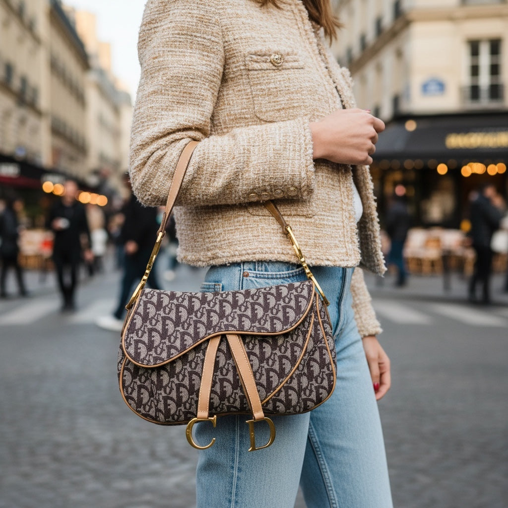 Include Entrupy Certificate of Authenticity｜Very Good ( Rank A)｜Dior Trotter Saddle Vintage Shoulder Bag Brown｜S26031516