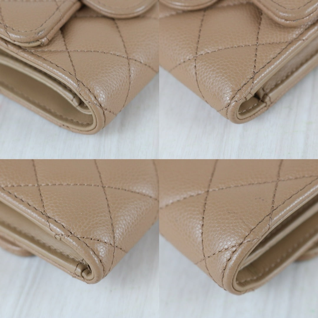 Include Entrupy Certificate of Authenticity｜Good ( Rank AB)｜Chanel Caviar Skin Nude Brown  Wallet IC Chips Model ｜S26072535