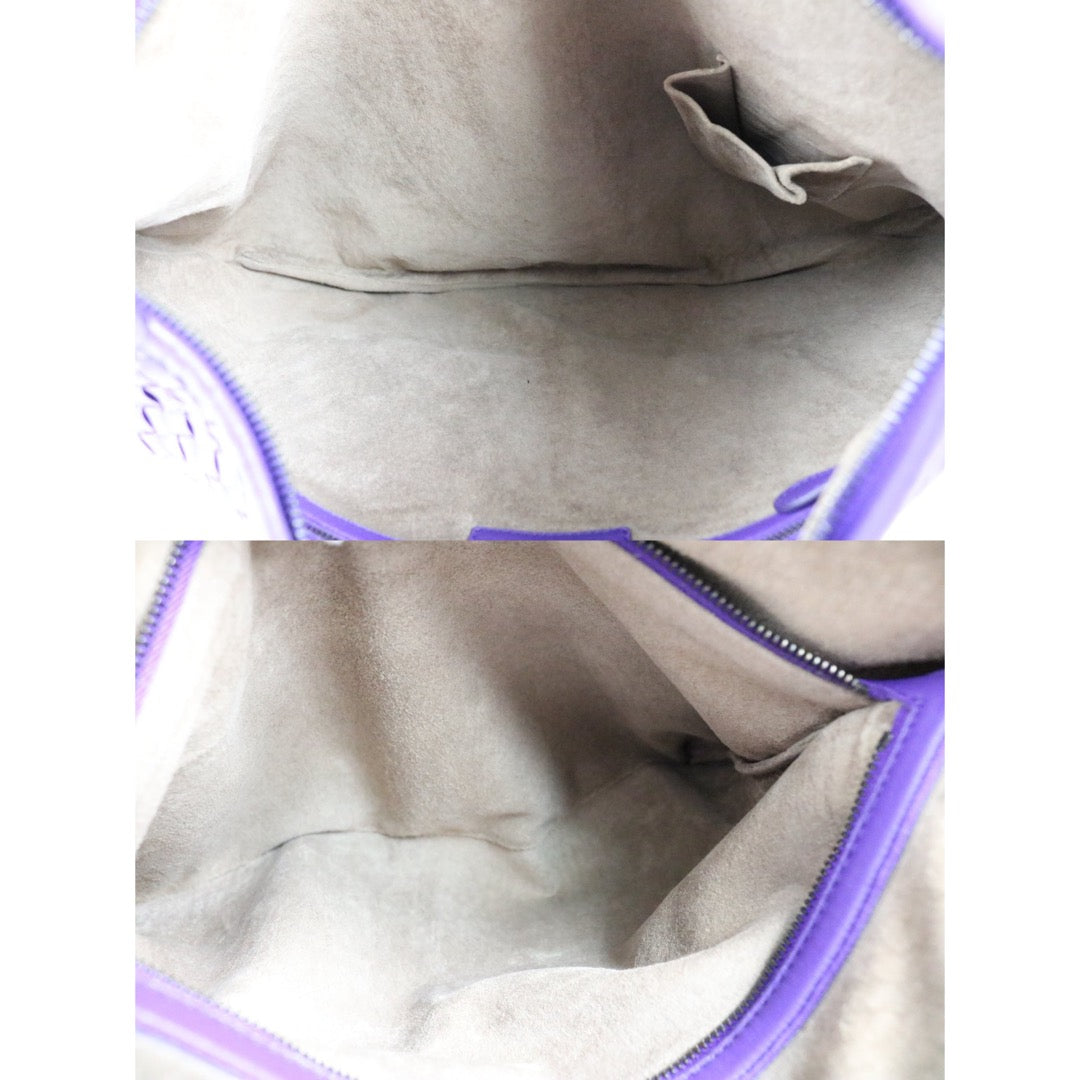 Include Entrupy Certificate of Authenticity｜Very Good ( Rank A)｜ Bottega Veneta Lamb Skin Braid Shoulder Bag Dark Purple｜S26041304