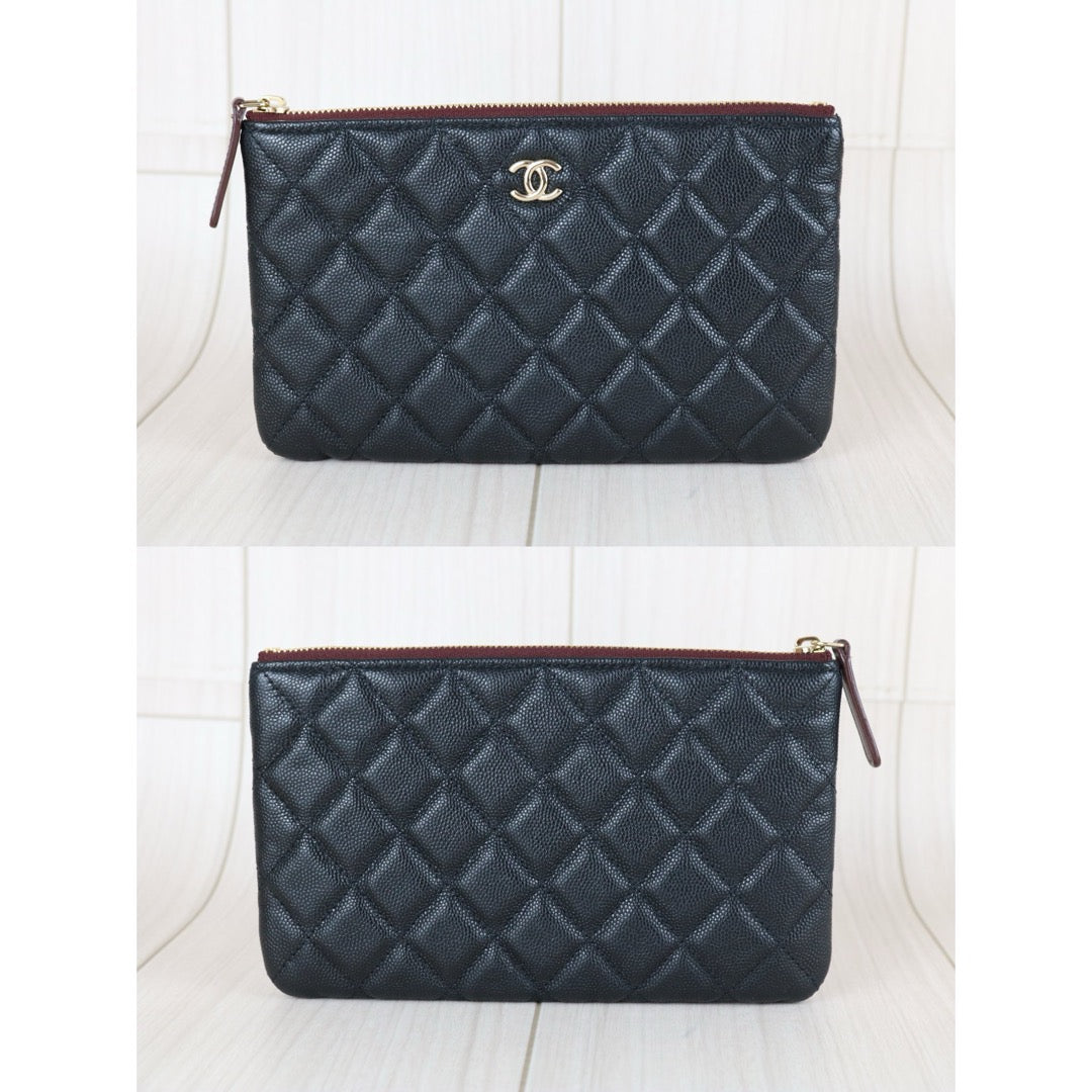 Excellent（Rank SA）｜CHANEL Caviar Skin Calf Leather Card Holder Black Made In 2021~2022 Year｜X25082403