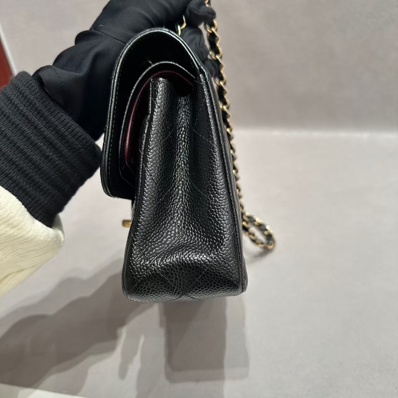 Very Good ( Rank A)｜CHANEL caviar Skin Matrasse Double Flap 23 Shoulder Bag Black