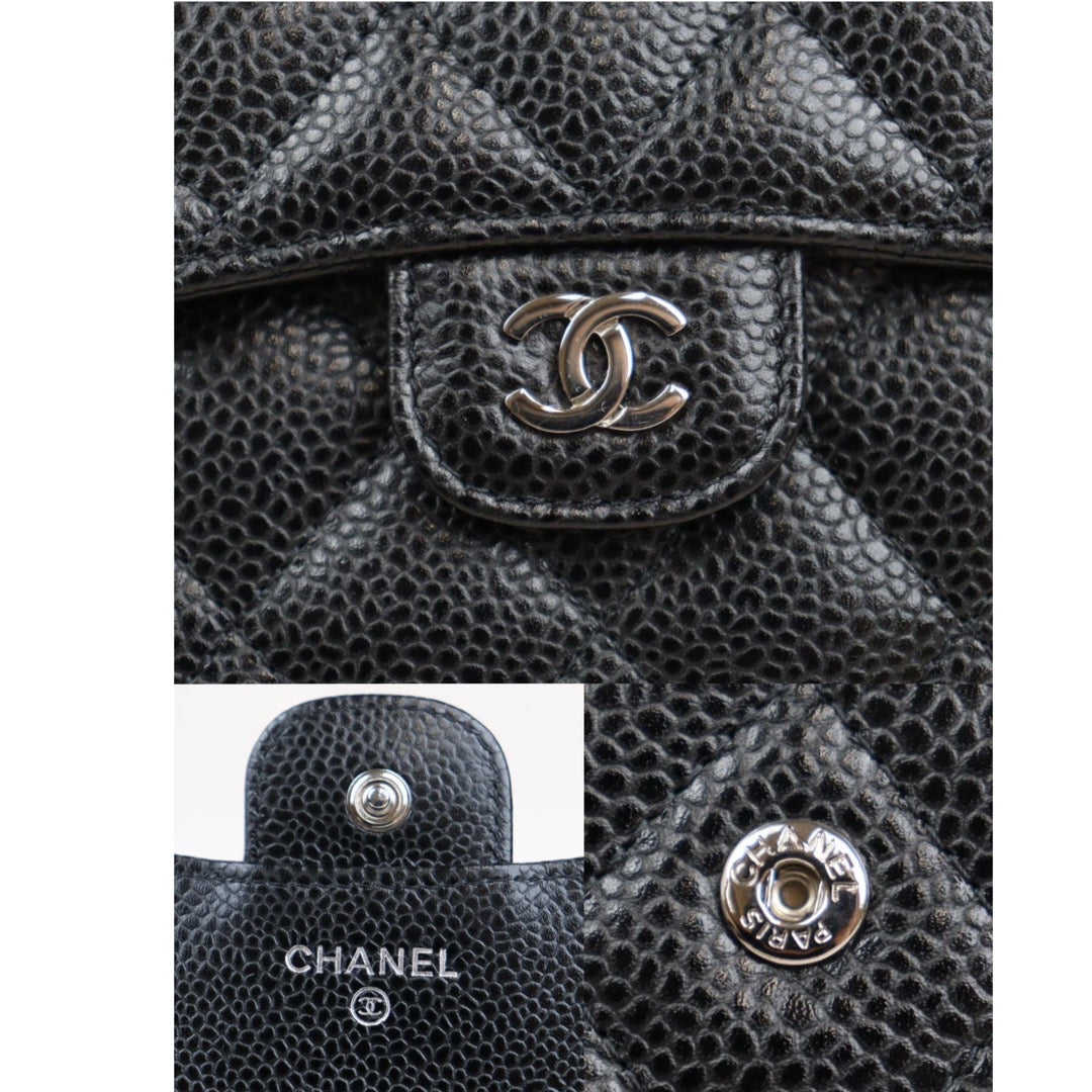 Rank A ｜Chanel Caviar Skin Tri-fold Wallet Black Made in 2018 Year｜23110701