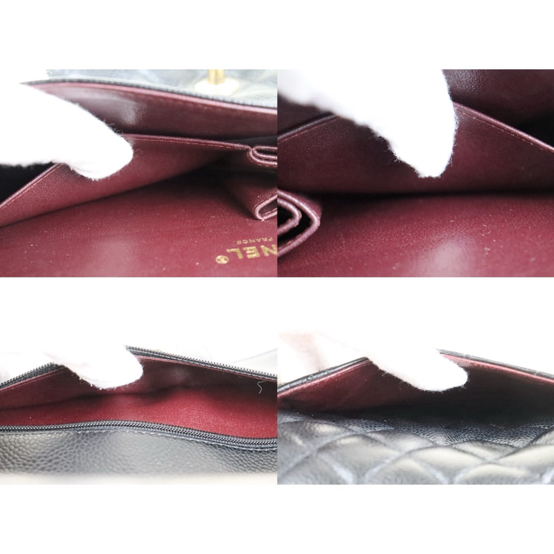 Good ( Rank AB)｜ CHANEL Caviar Skin Matrasse Chain Double Flap 25 Shoulder Bag Black Made In 2015~2016Year  ｜S26013006