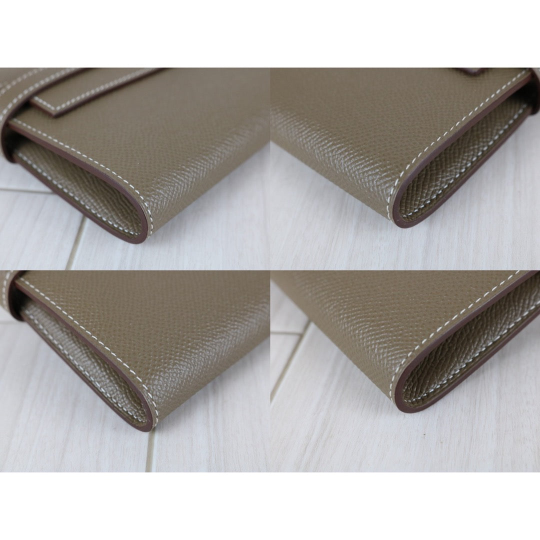 Very Good ( Rank A)｜ HERMES Epsom Kelly Wallet Etoupe Gray □X Stamp Made In 2016Year｜X25110337