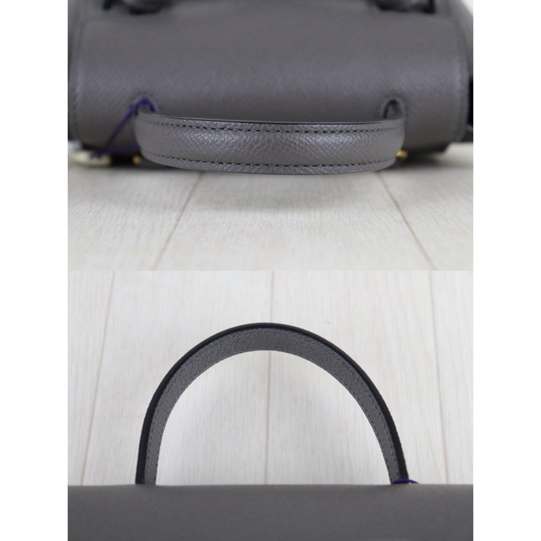 Very Good ( Rank A)｜CELINE Calf Leather Belt Pico Handbag Shoulder Bag Etoupe Gray｜S25121505