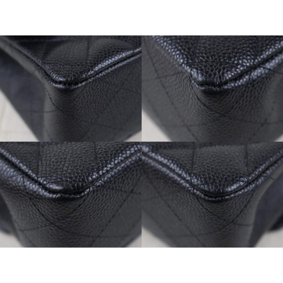 Include Entrupy Certificate of Authenticity｜Very Good ( Rank A)｜ CHANEL Caviar Skin Matrasse Chain Double Flap 25 Shoulder Bag  Black Made In 2014Year｜S26072546