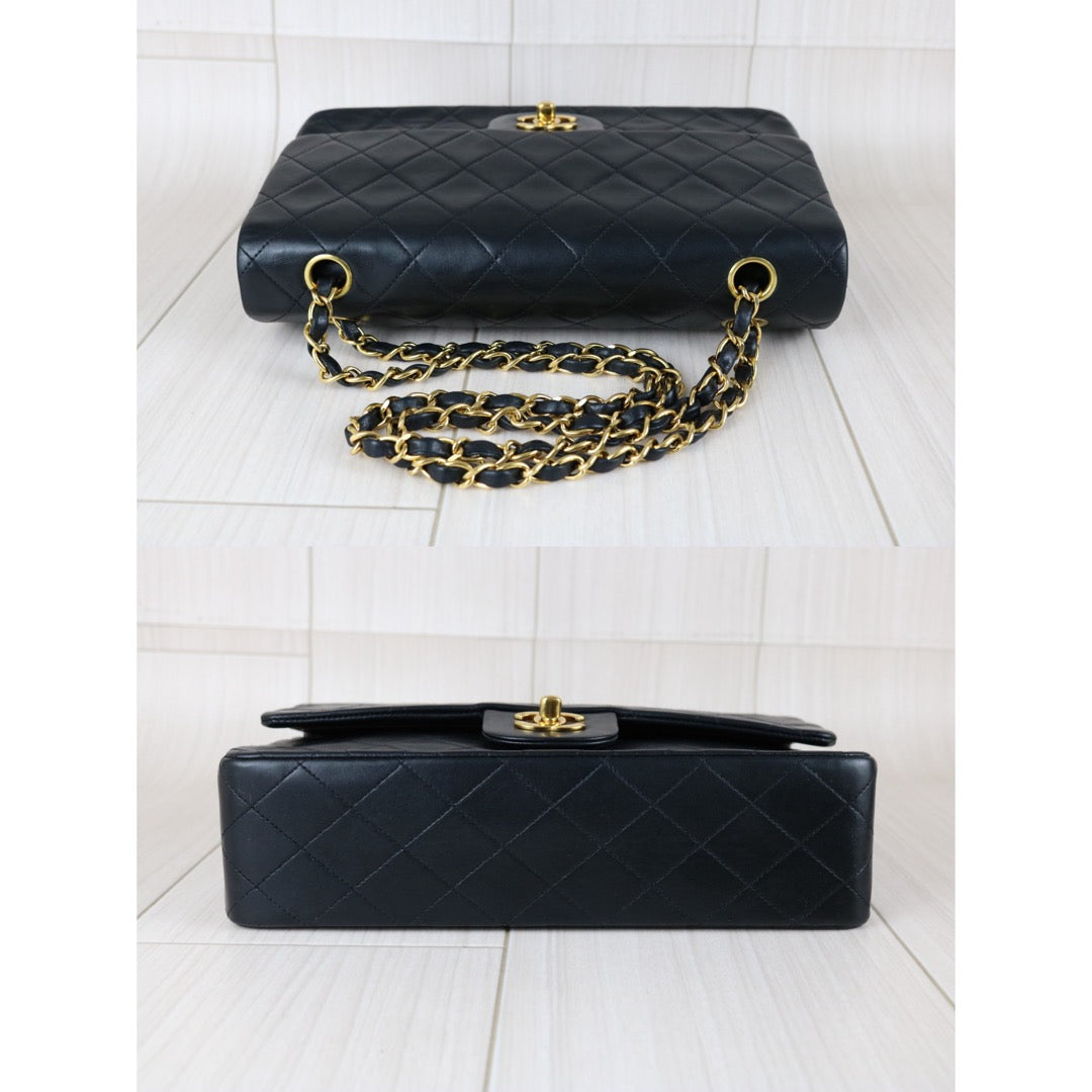 Include Entrupy Certificate of Authenticity｜Very Good ( Rank A)｜ CHANEL Lamb Skin Matrasse Chain Double Flap 25 Shoulder Bag  Black Made In 1996-1997Year｜26020401