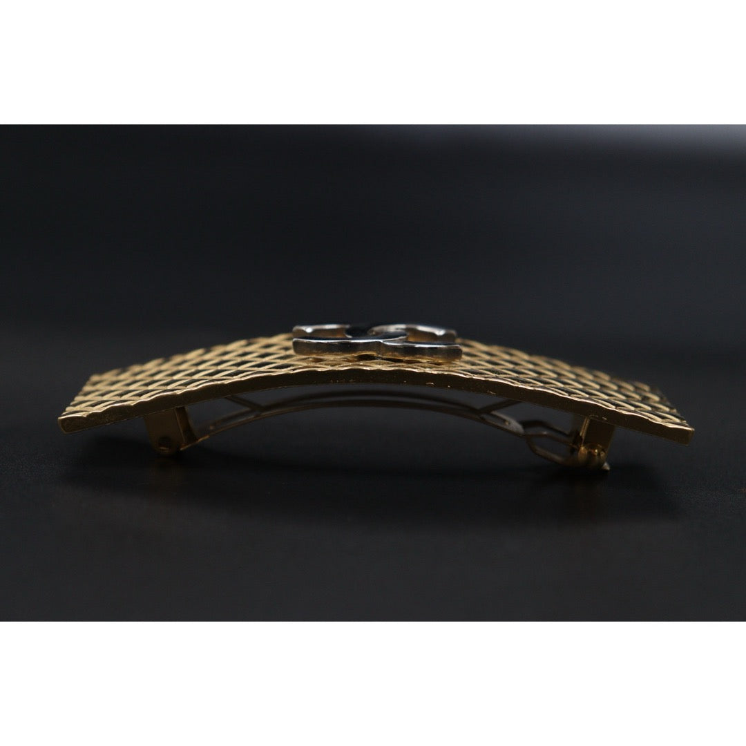 Include Authentic Detective Certificate of Authenticity｜Very Good ( Rank A)｜ CHANEL 98P Coco Mark  Diamond Pattern  Golden Hair Clip｜Y26040708