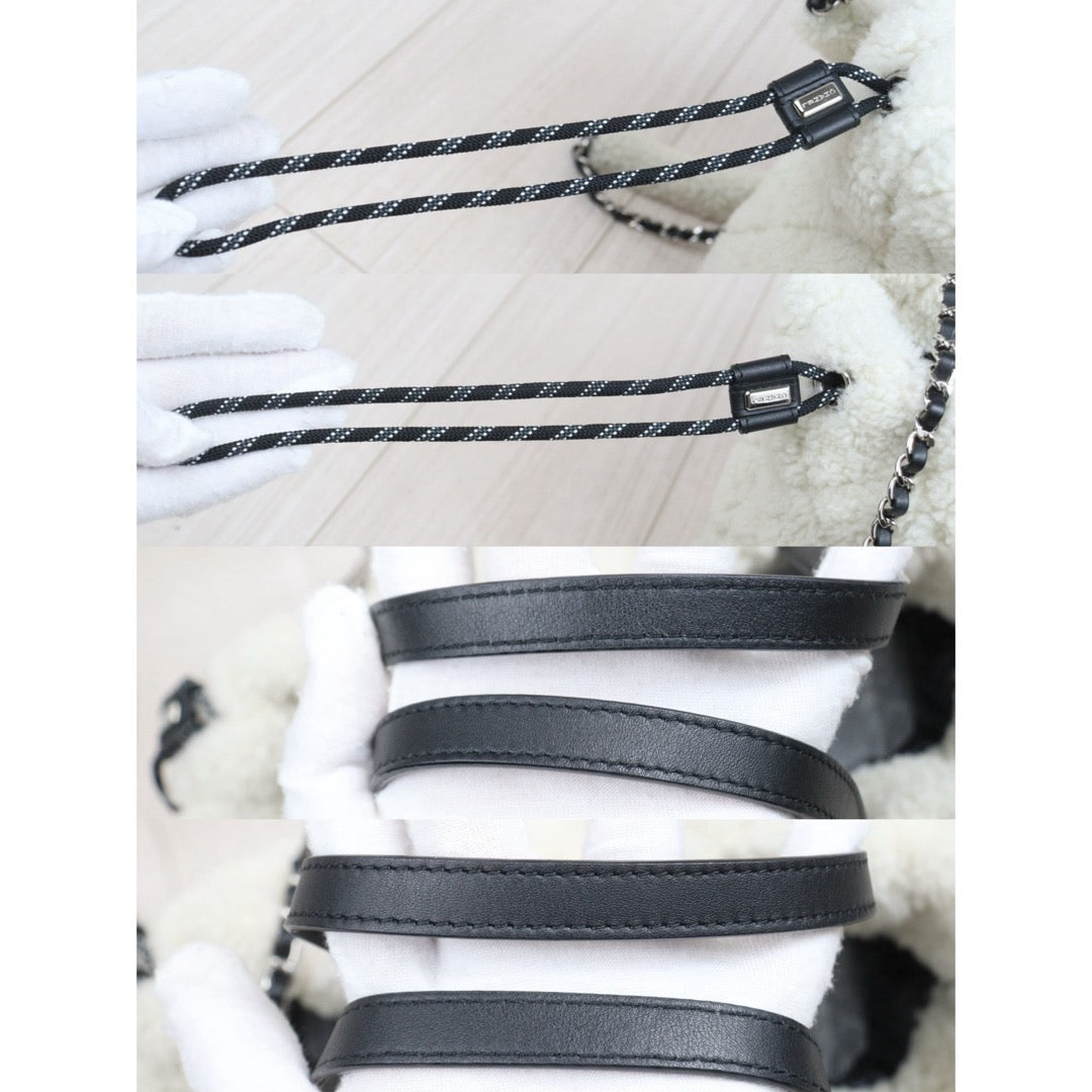 Include Entrupy Certificate of Authenticity｜Very Good ( Rank A) ｜ CHANEL Coco Neige Series Lamb Wool ToteBag Made In 2019～2020Year ｜Y26040602
