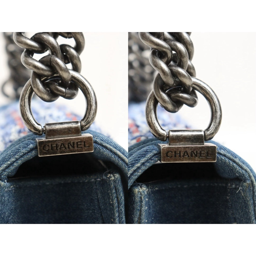 Good ( Rank AB) ｜CHANEL Denim Blue Tweed Weave Leboy20 Made in 2014Year｜Y25112504